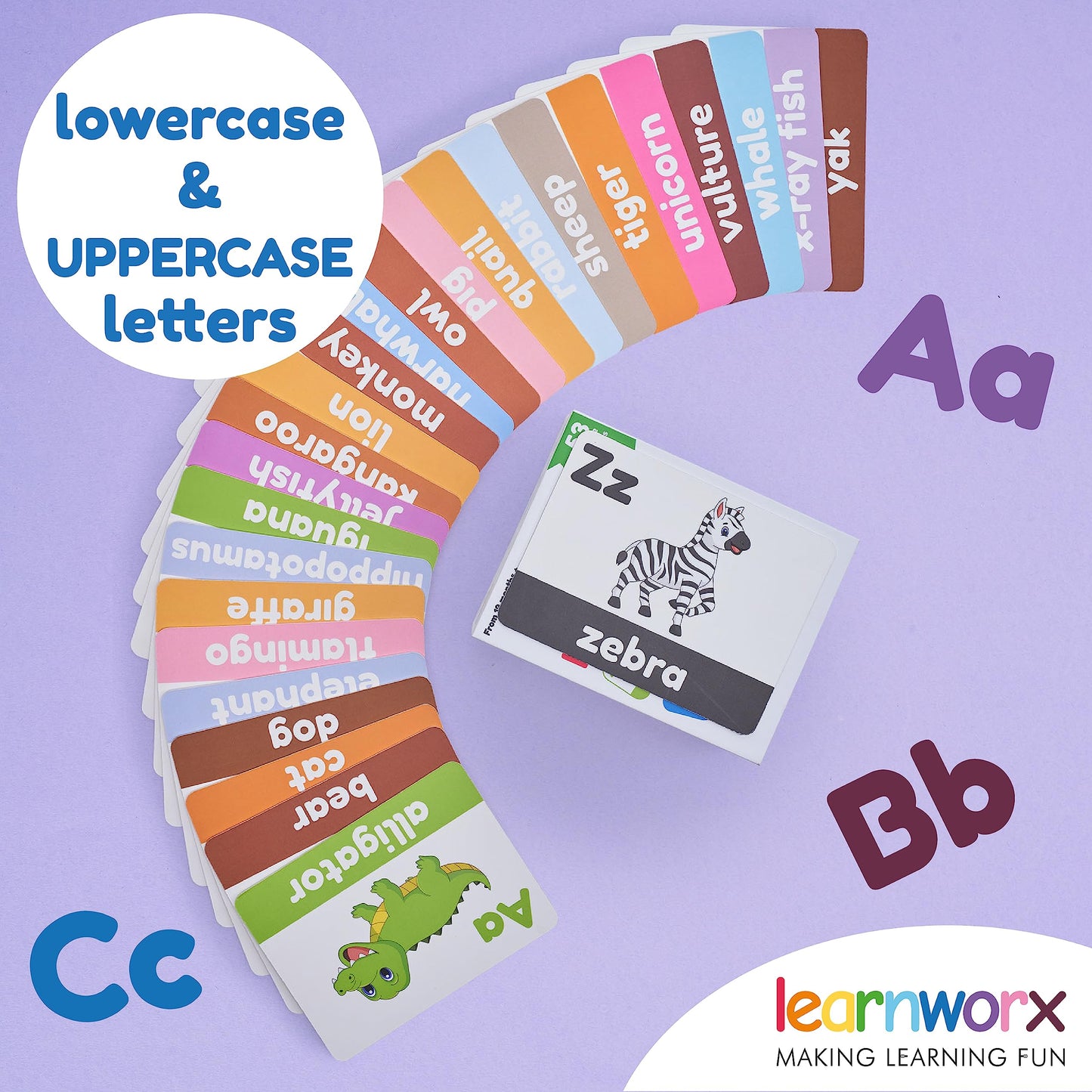 Alphabet Flash Cards for Toddlers | Award-Winning | 52 ABC Flashcards for Baby & Kids|ABC Cards Kindergarten | Large Upper and Lower Case | Large A-Z Learning Letter Animal Flashcard for Ages 1,2,3&4