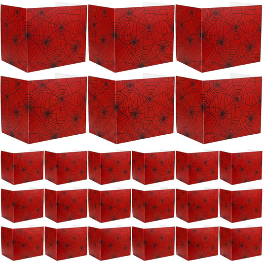 SATINIOR 24 Pcs Privacy Folders for Students, Desk Dividers for Classroom Testing, Trifold Cardboard Privacy Boards, Study Carrels Panel School Teacher Supplies(Spider Web Style,Red)