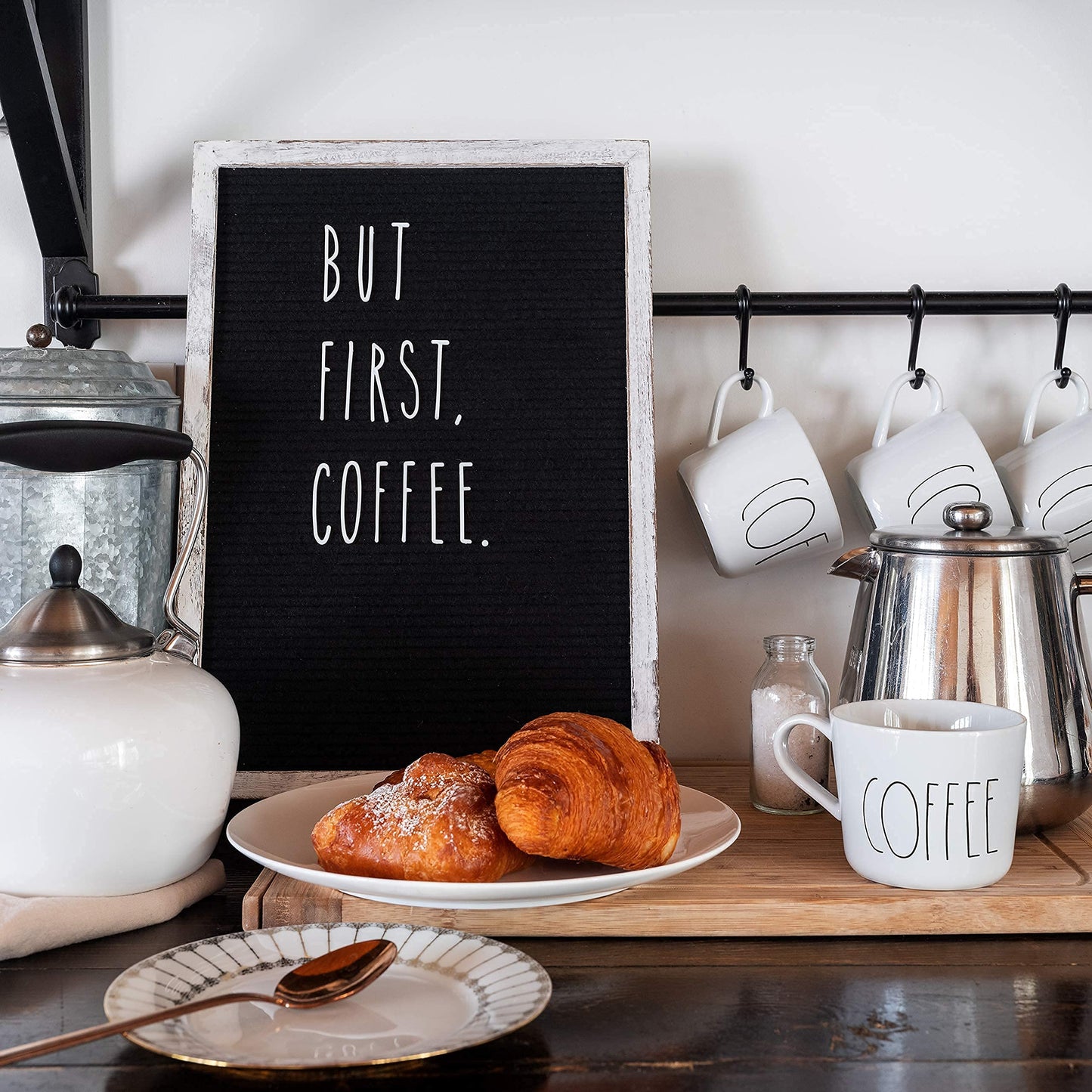 Skinny Felt Board Letters Only Set NO BOARD INCLUDED, Rae Inspired Font Farmhouse Decor Accessory, 2 Inch White Plastic Letters Numbers Symbols For Changeable Felt Letter Board Message Bulletin