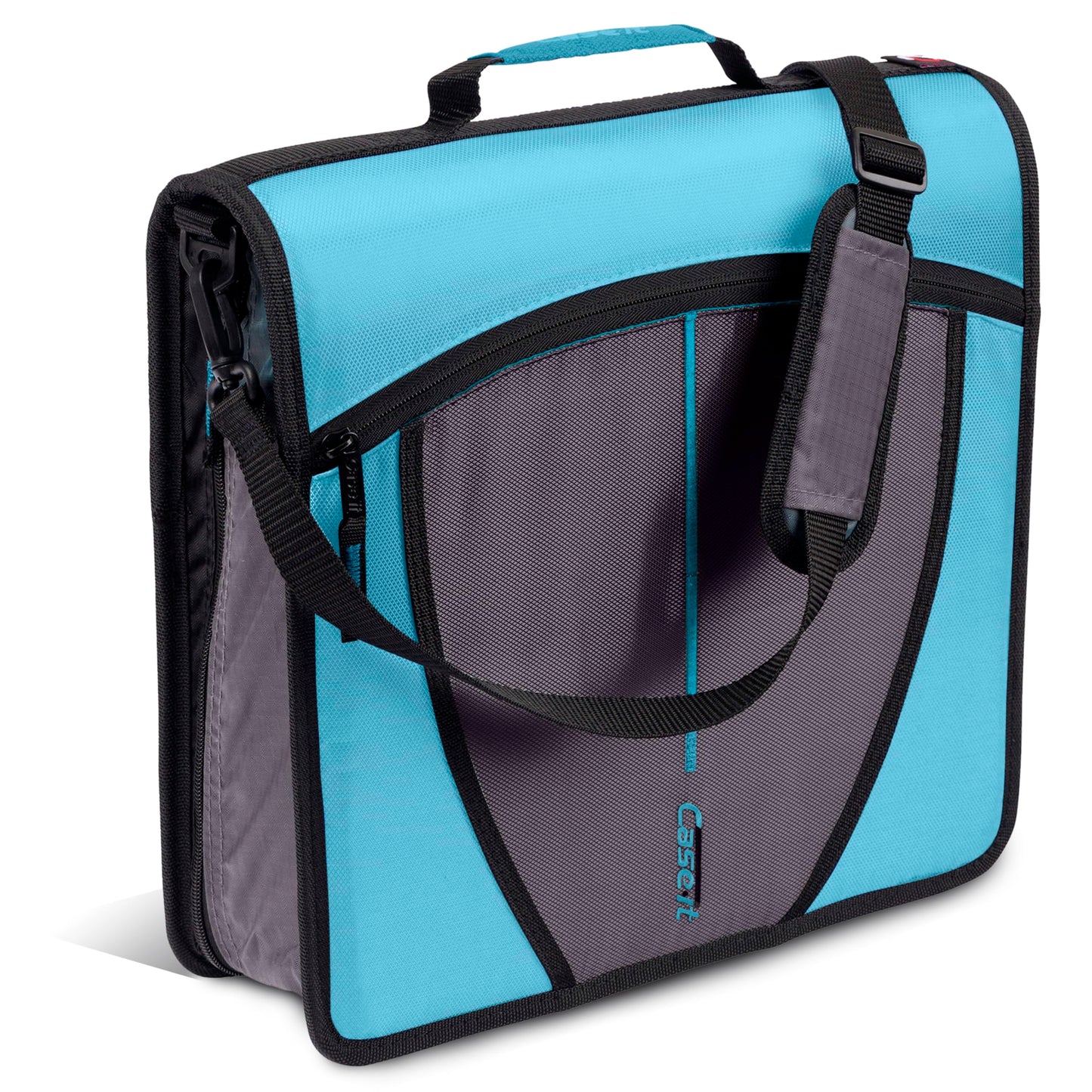 Case-it Mighty Zip Tab School Zipper Binder | 3-Inch O-Rings, 600-Sheet Capacity, 5-Subject Expanding File Folder, Multiple Pockets & Storage Organizer, Shoulder Strap | D-146 Teal