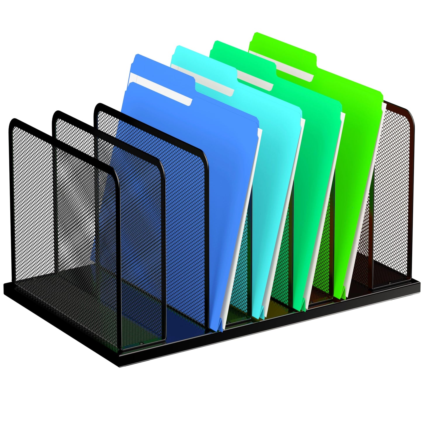 Kuntine.B Desk File Organizer Upright Mesh Desktop Organizer File Sorter Office Organization File Holder for Home, Office & Classroom (Black, 1 Pack 7-Section)