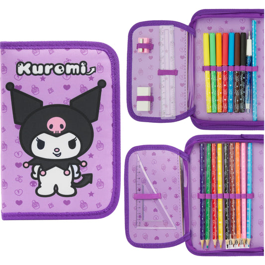 Hello Kitty Sanrio Pencil Case Kids Colored Pencils Markers Kawaii Stationery Gifts for Kids (Lilac)