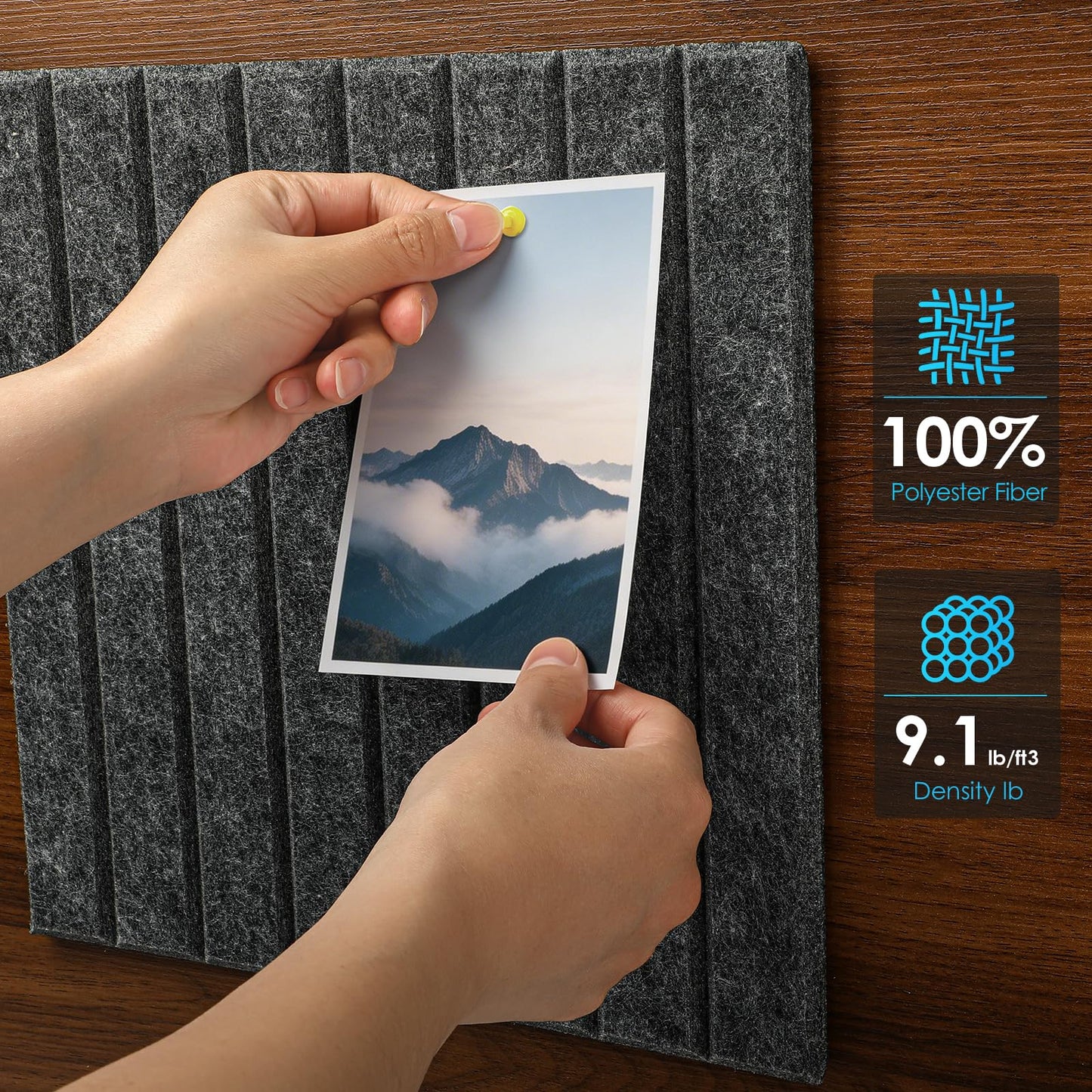 Bulletin Board 47" X 24" Cork Boards for Wall Alternative 8 Pack Grey Fine-Stripe Felt Bulletin Board 48 Safe Adhesive 35 Push Pins for Office School Home Room Decor