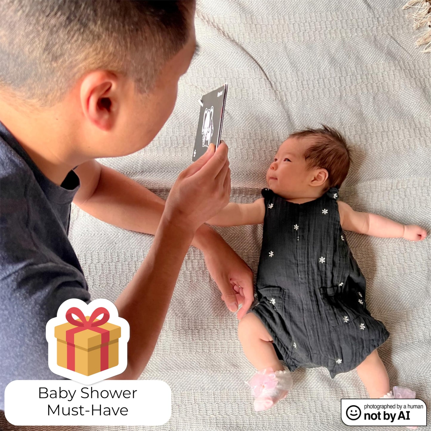 Happy Start High Contrast Baby Cards for Newborns - Black & White Cards, Water-Resistant, BPA-Free, Portable Educational Flashcards for Visual Stimulation, Award-Winning, Ages 0+ (English & Español)