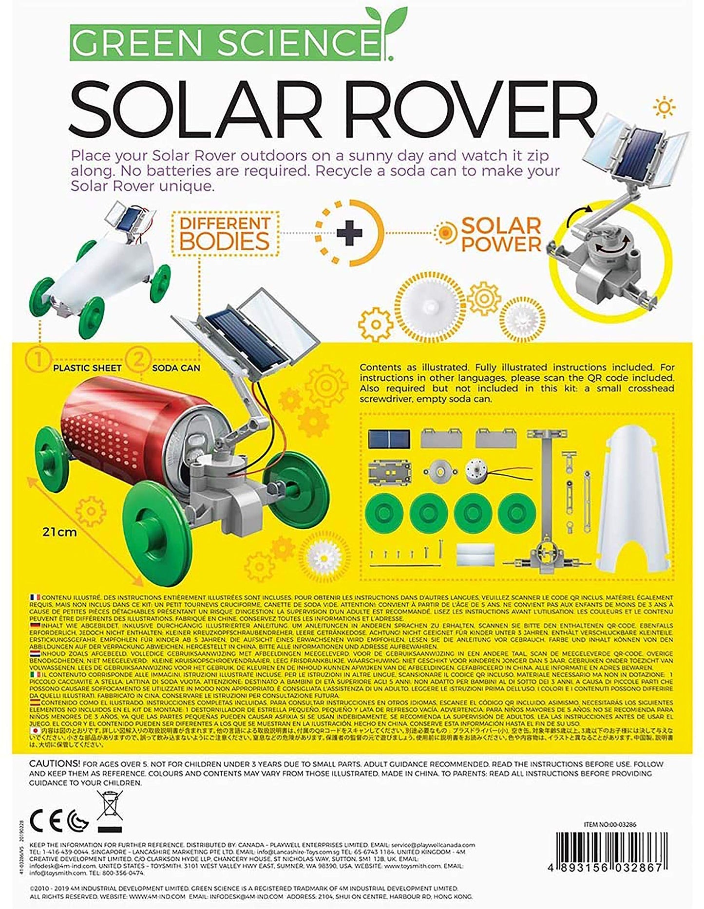 4M Green Science Solar Rover, DIY STEAM Powered Kids Science Kit, Boys & Girls Ages 5+