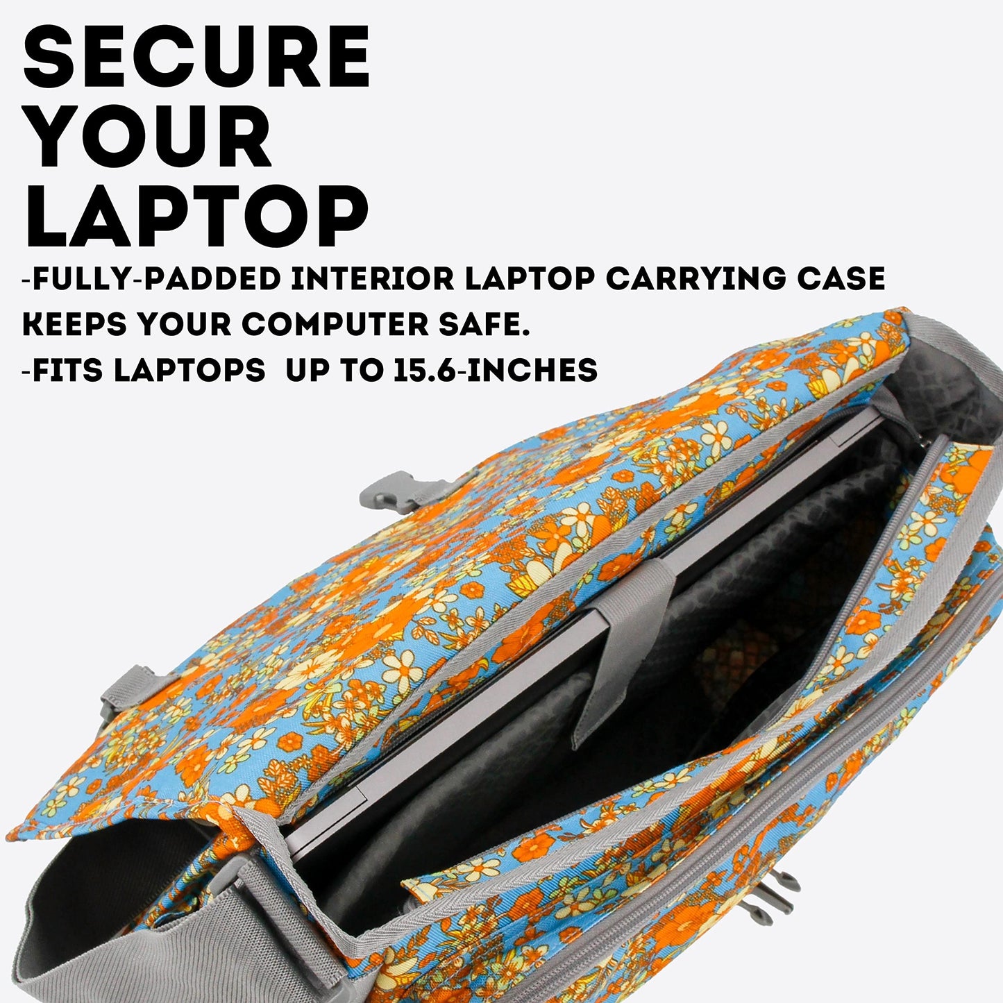 J World New York Thomas Laptop Messenger Bag for Women & Men. Girls Computer Bookbag, Retro Bloom
