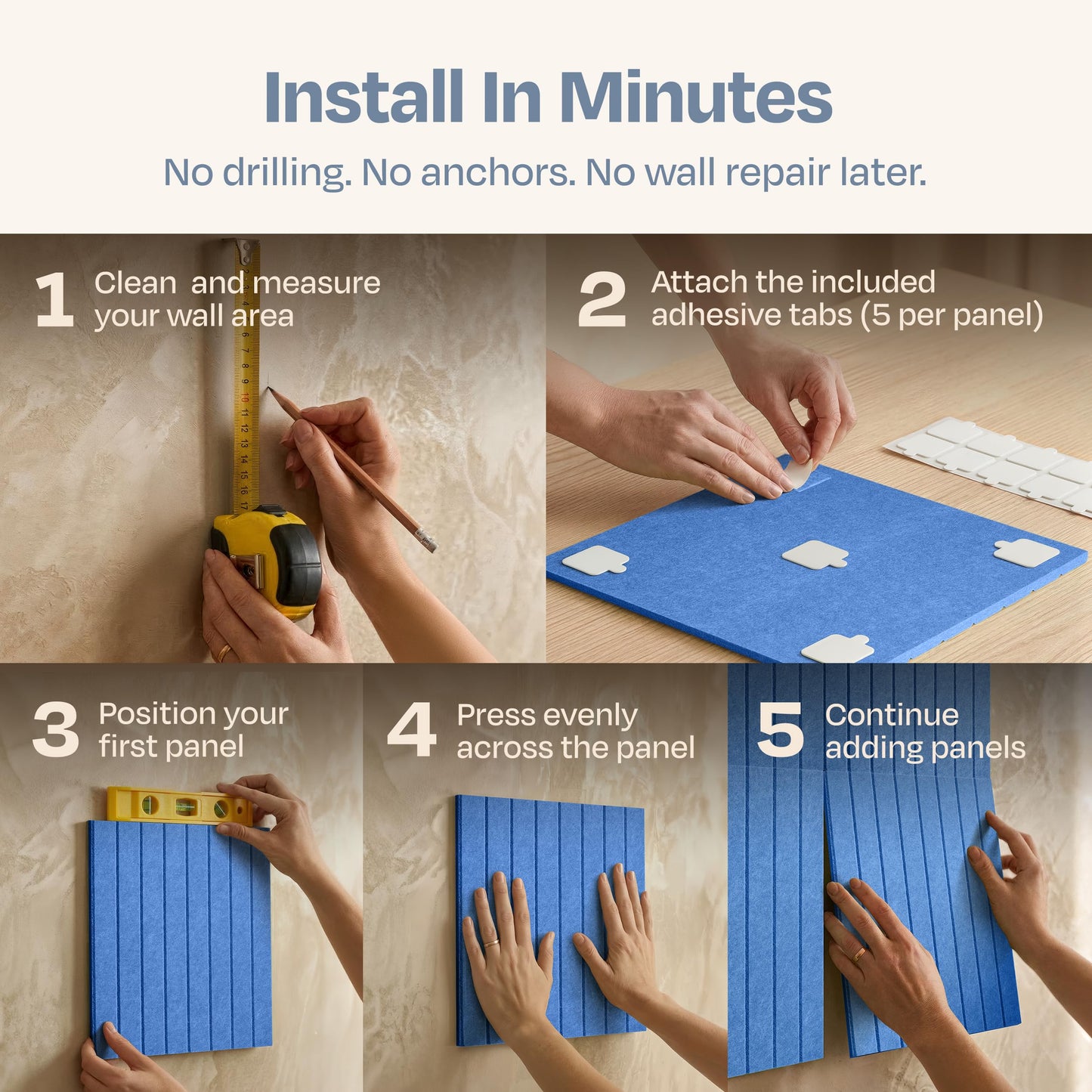 Ekkogo X-Large Cork Board Alternative 12-Pack Felt Bulletin Board Thick and Decorative Pin Board for Home Office Walls 47.24 x 35.43 Inches with 72 Adhesive Tabs - [Grand Blue]