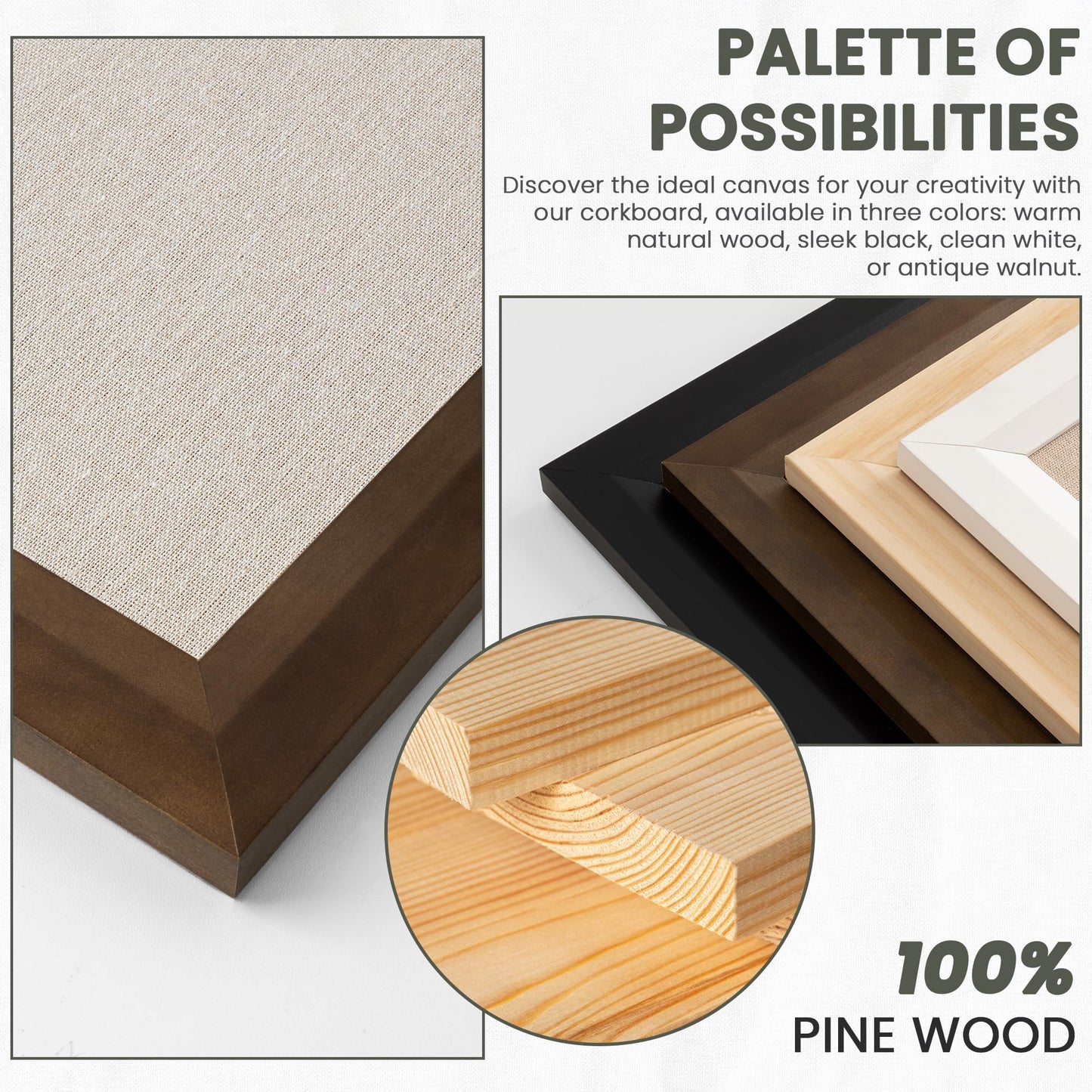 Acovy Cork Board Bulletin Board (Walnut, 18" x 24")