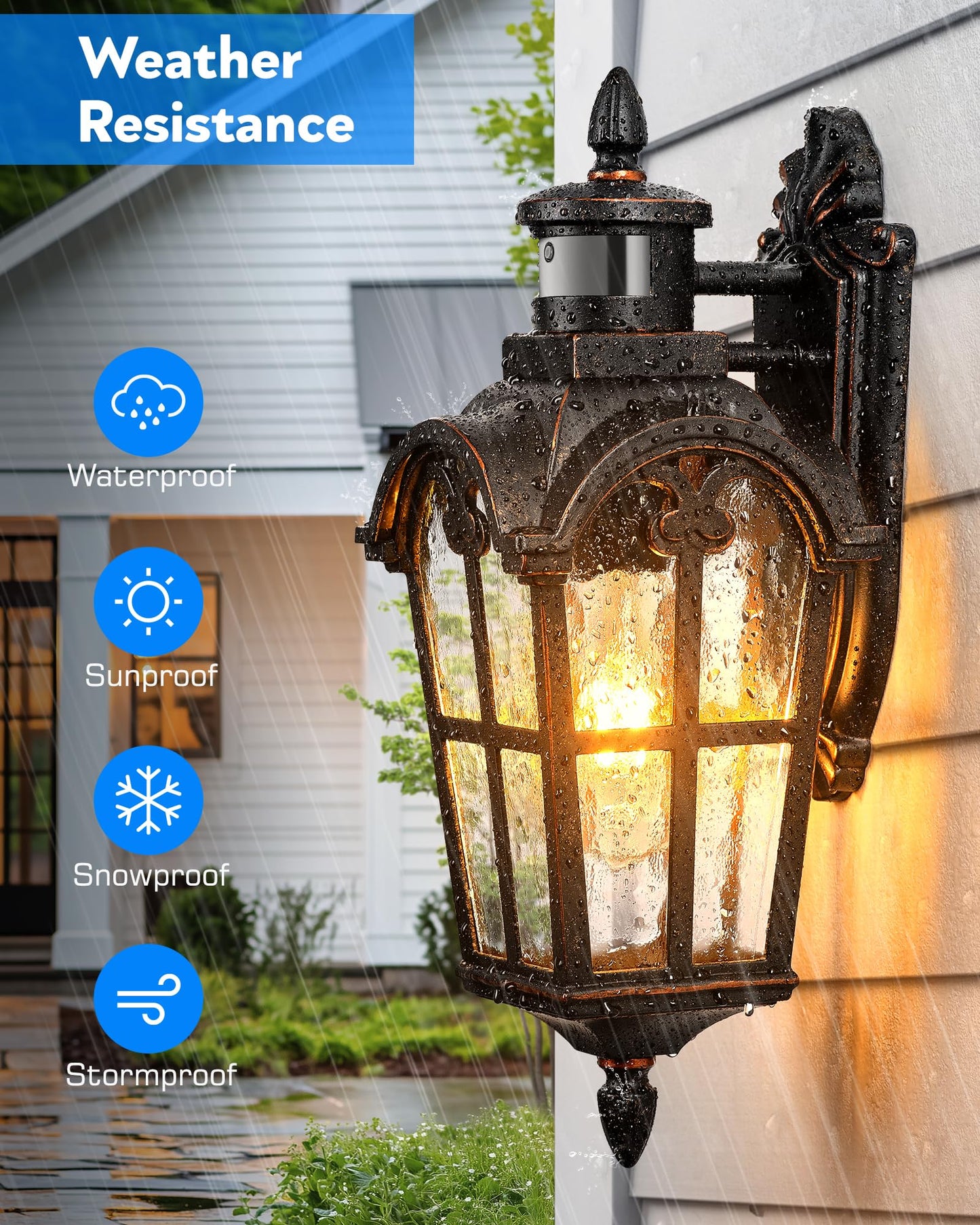 VIANIS Outdoor Motion Sensor Light, Aluminum Porch Lantern, 16.4in H, Oil-Rubbed Bronze, Model V81531B2