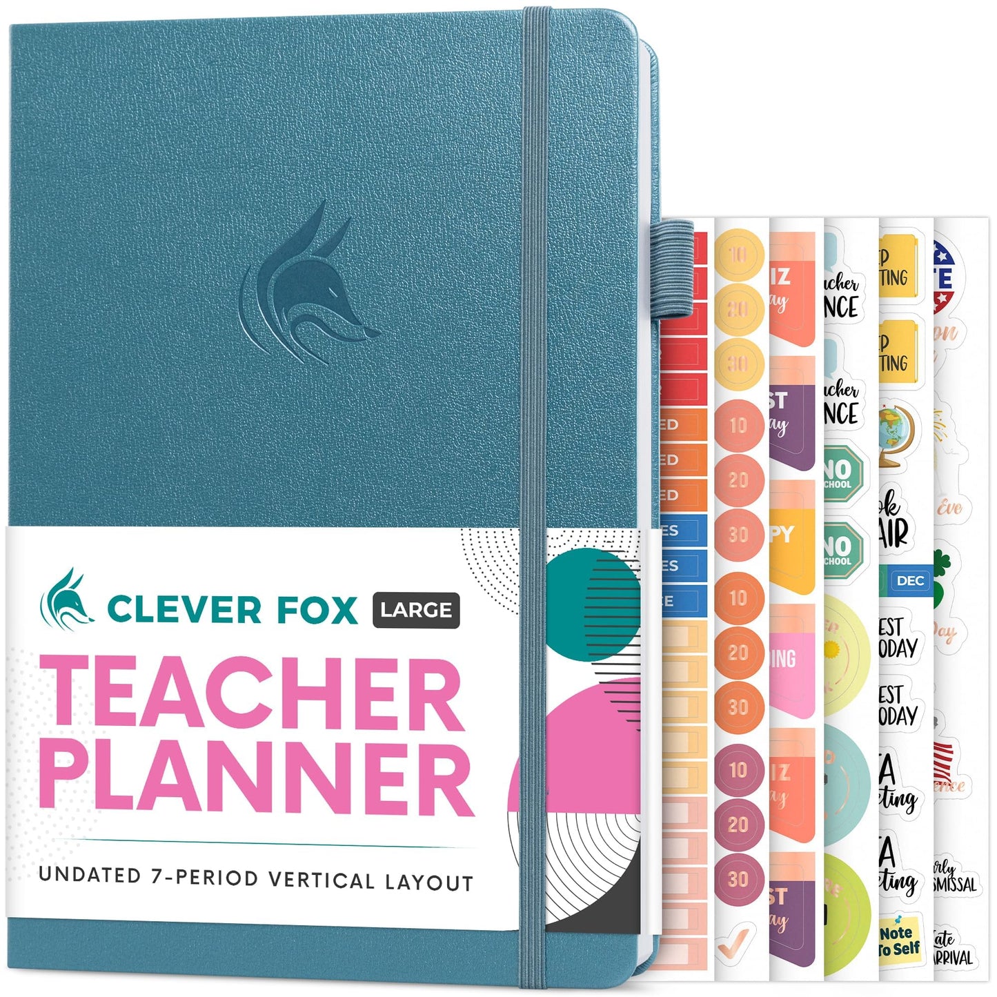 Clever Fox Teacher Planner – School Year Planner with Calendars & Lesson Plans – Teacher Plan Book for Classroom & Homeschool Organization - Undated, 7x10″, Hardcover (Aquamarine)