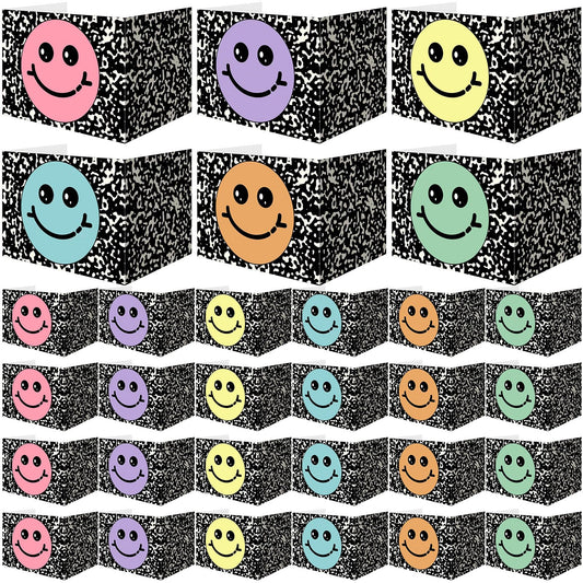 Poola Voidra 24 Pcs Composition Desk Dividers for Students Cardboard Privacy Folders Testing Privacy Classroom Boards for Desk Back to School Teacher Office Study Supplies (Pastel Smile Face)