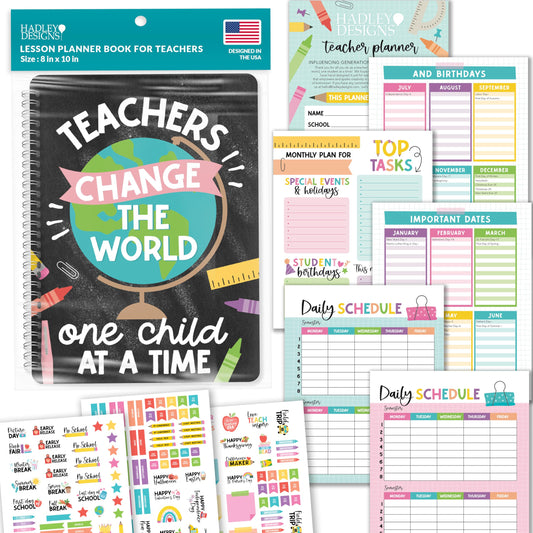Hadley Designs Teacher Planner 2025-2026 – Lesson Planner Book for Teachers Must Haves, Undated Teacher Planners, Lesson Plan Notebook, Homeschooling Planners, Teachers Appreciation Gifts
