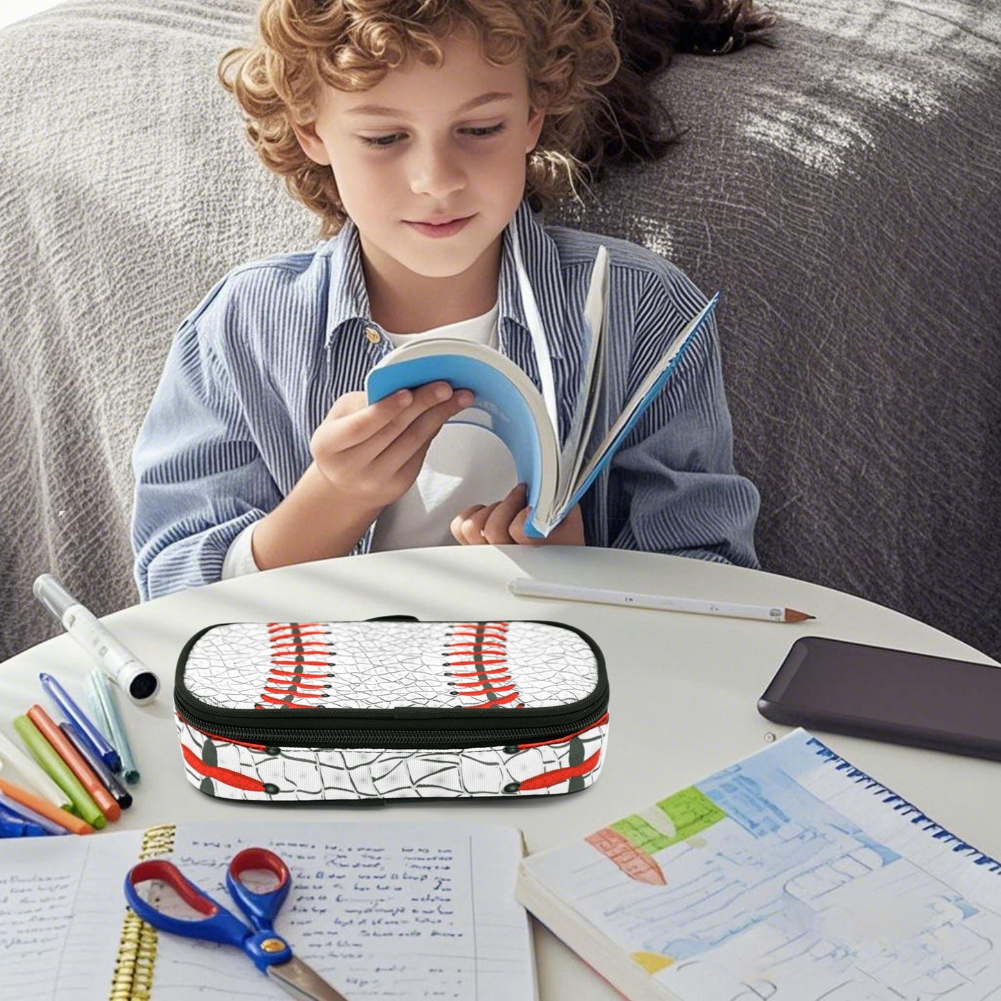 Droerfes Baseball Pencil Case Pencil Pouch Large Capacity Pen Bag School Office Organizer Stationery Storage Box For Girls Boys Teen Kids
