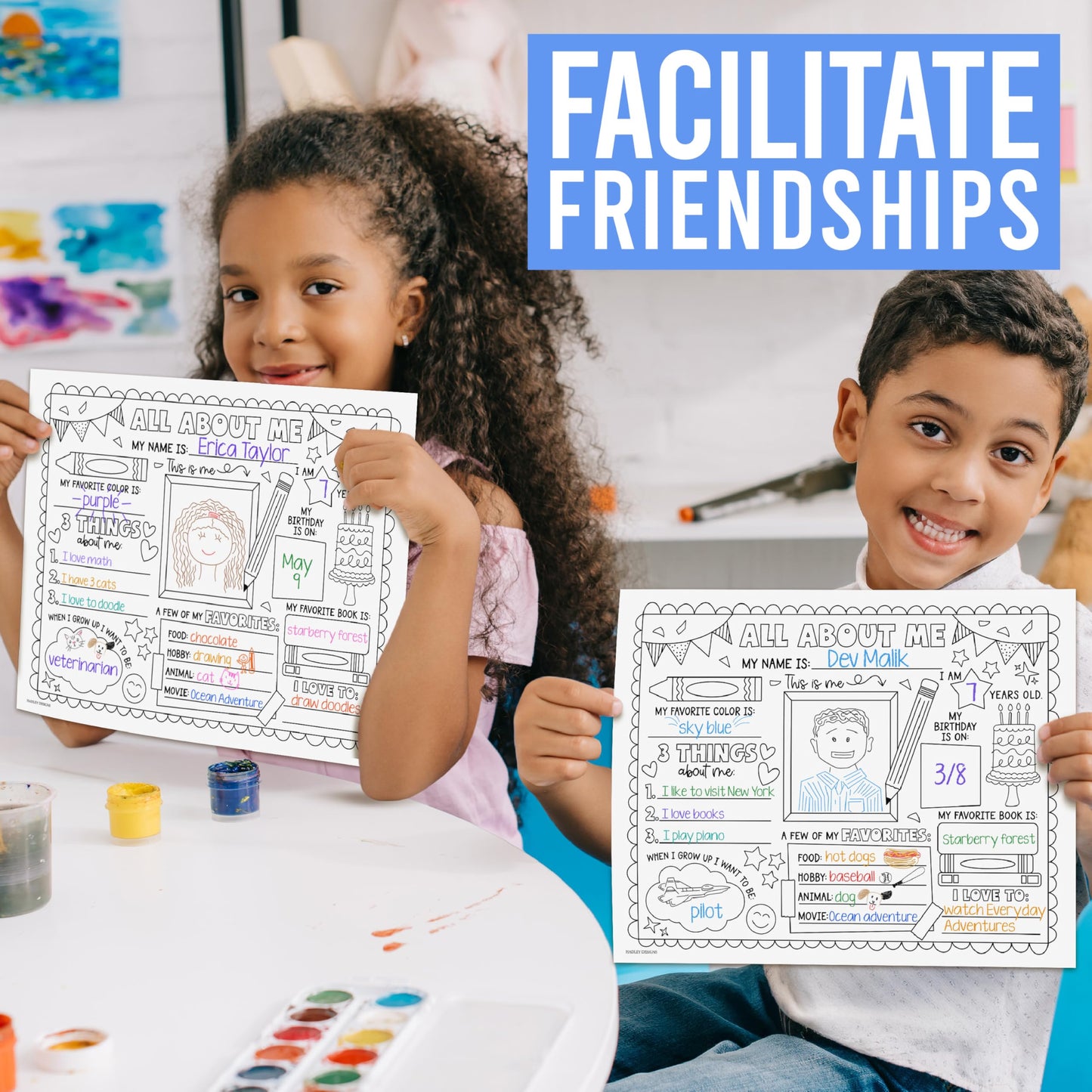 Hadley Designs All About Me Posters for Classroom Must Haves - 20 Star Student Poster, 100 Days of School Items, Star of The Week Poster Elementary Classroom Decor, End of School Year Teacher Supplies