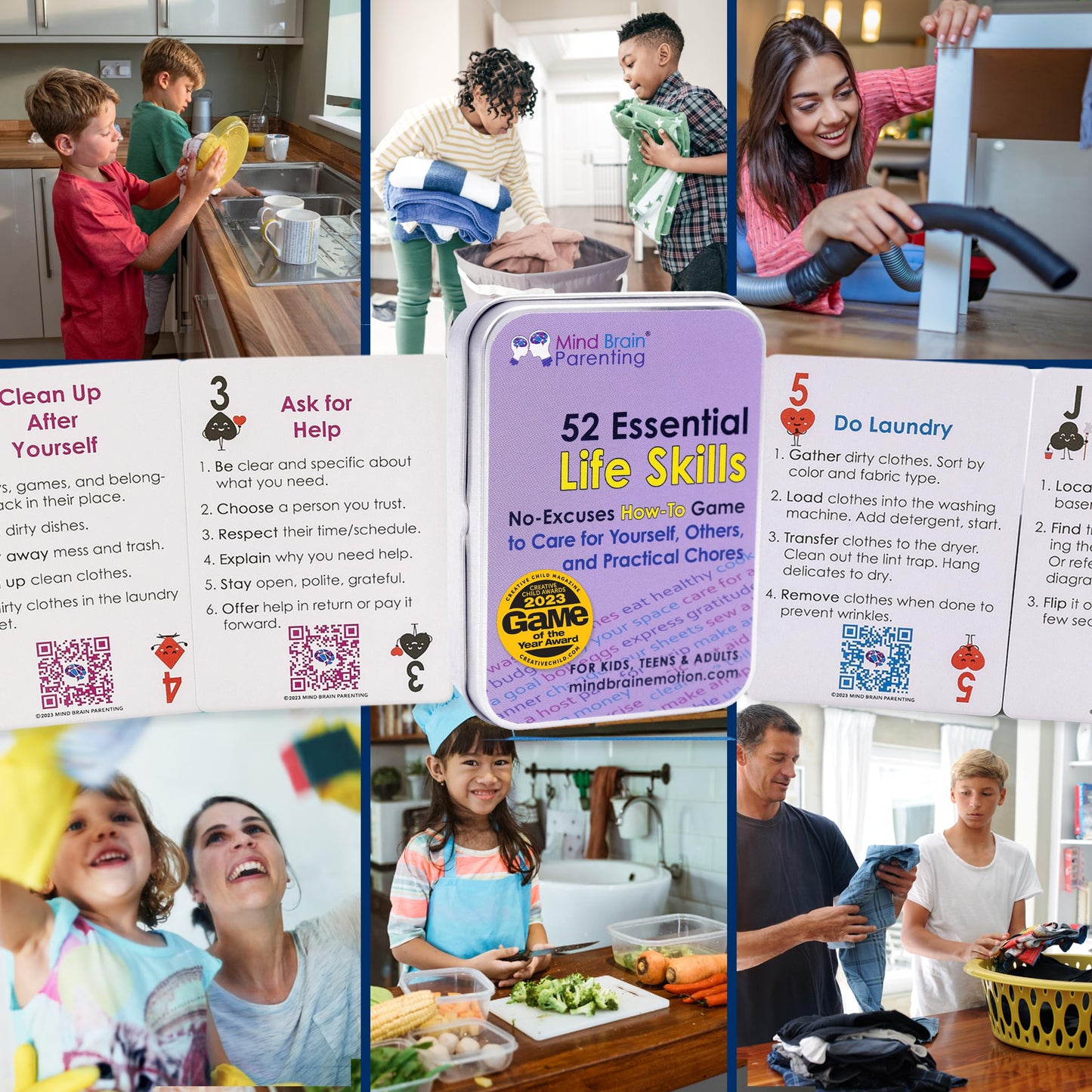 Mind Brain Emotion 52 Essential Life Skills: No-Excuses Game to Teach Kids, Teens & Adults How to Care for Self & Chores, Practical Solution for Responsible Boys, Confident Girls, Happy Family