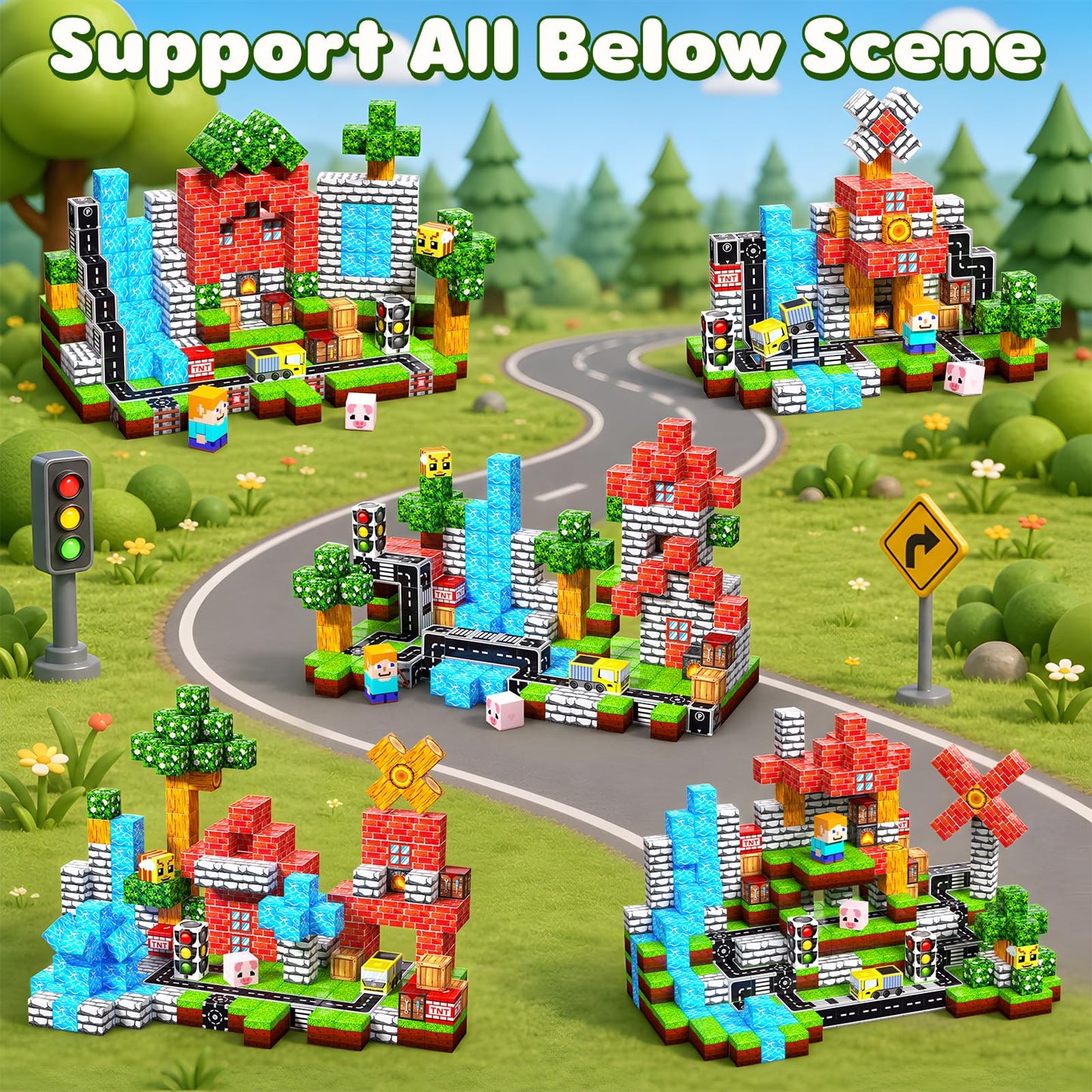 100PCS Magnetic Blocks, Magnetic Building Cube Set for Kids Ages 3+, Constructions STEM Stacking Tiles Toy Building Birthday Gifts for Boys Girls