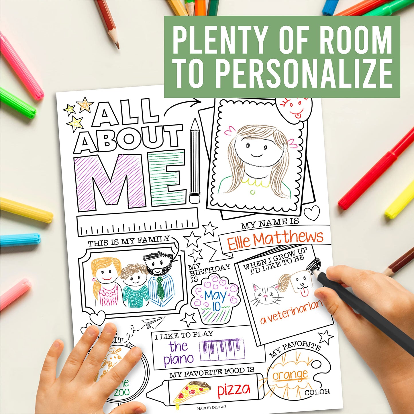 Hadley Designs All About Me Posters for Classroom Must Haves - 20 Star Student Poster, 100 Days of School Items, Star of The Week Poster Elementary Classroom Decor, End of School Year Teacher Supplies