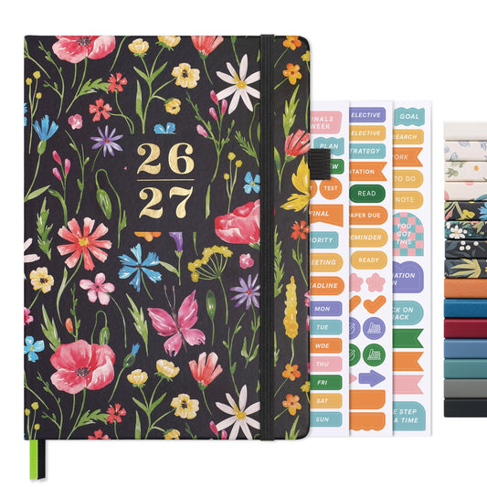 And Per Se Academic Planner 2026-2027 – Weekly & Monthly Planner, July 2026 to June 2027, A5 Leather Hardcover with Inner Pocket – Student & Teacher Organizer, 5.7" x 8"(Wildflower Meadow)
