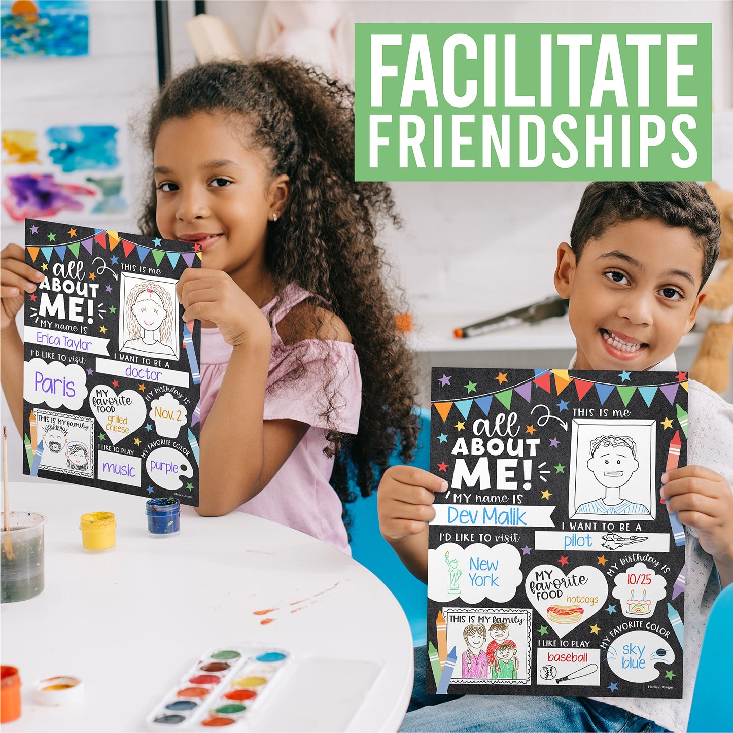 Hadley Designs All About Me Posters for Classroom Must Haves - 20 Star Student Poster, 100 Days of School Items, Star of The Week Poster Elementary Classroom Decor, End of School Year Teacher Supplies