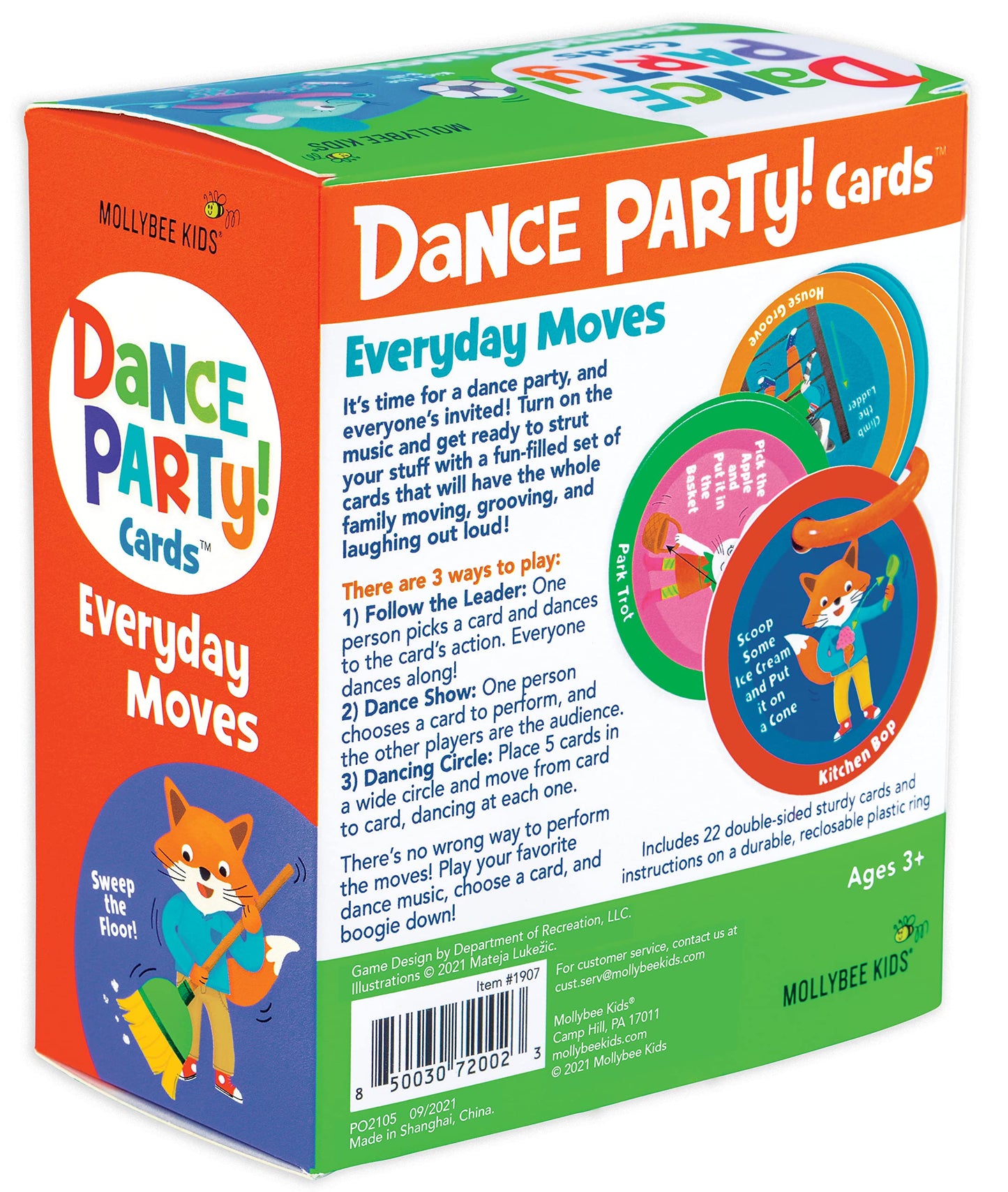 MOLLYBEE KIDS Preschool Dance Party Cards Everyday Moves, Gifts for Ages 3+, Toddler Travel Game and Activity
