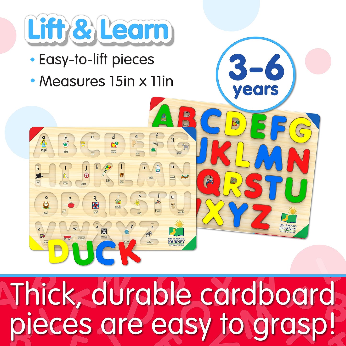 The Learning Journey: Lift & Learn ABC Puzzle - Alphabet Puzzles for Toddlers - Preschool Games & Activities for Children Ages 3-6 Years (26 Pieces)