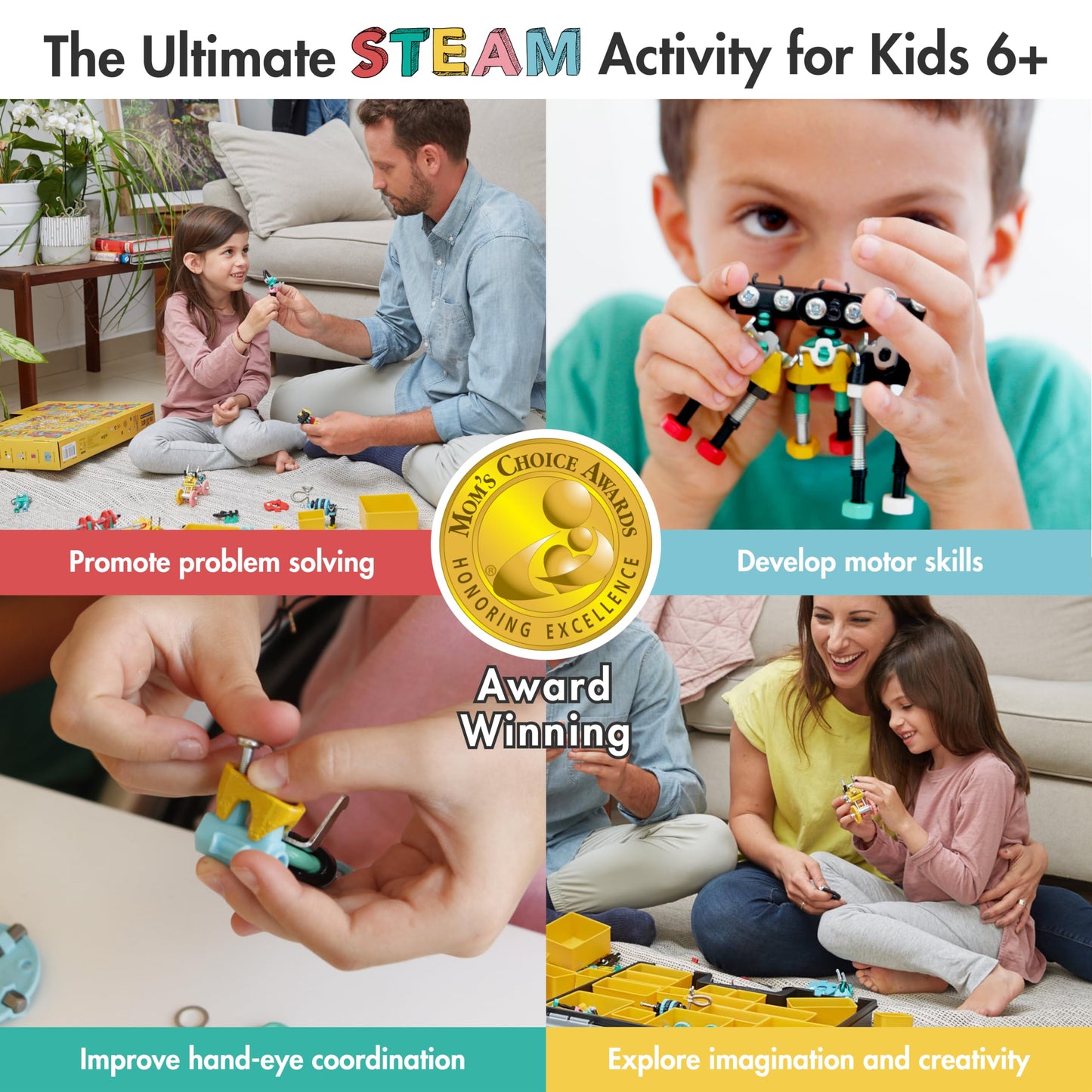 The Off Bits Educational STEM Toys for 6+: Robot Toy Building Sets, 3-in-1 Engineering Kit for Boys and Girls, Build Your Own STEM Building Toys with Endless Possibilities (Family Kit)