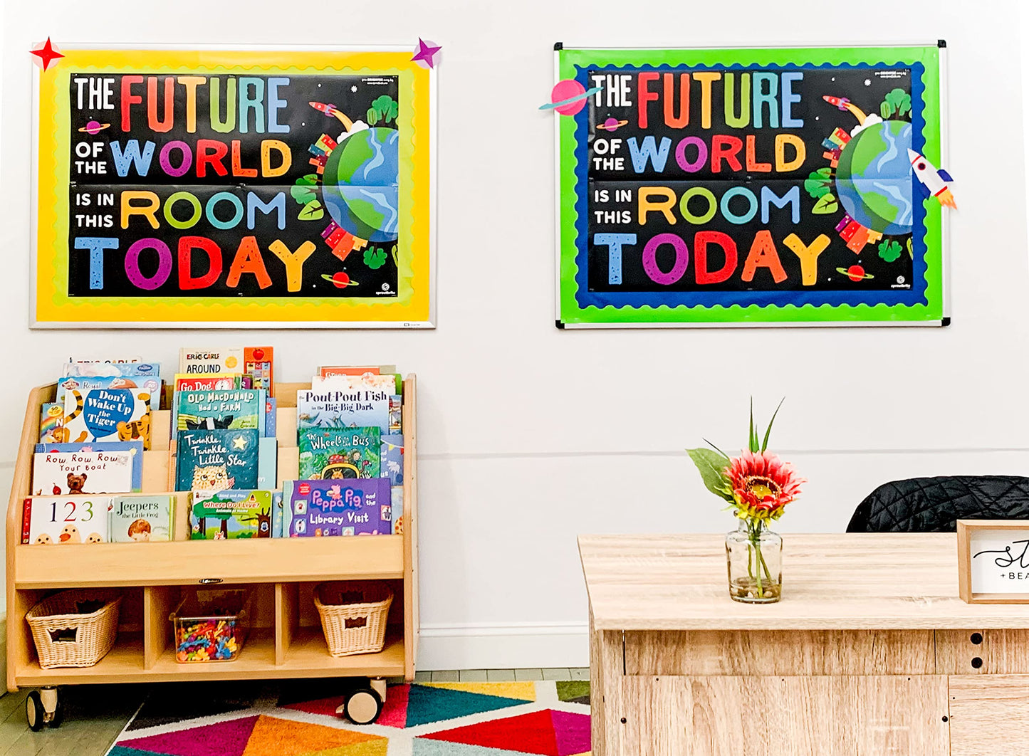 Sproutbrite 13.5" x 39" Educational Posters - 2 Teacher Posters for Classroom - Bulletin Board and Wall Decor for Pre, Elementary and Middle School Creates a Purpose-Driven and Motivated Classroom Environment