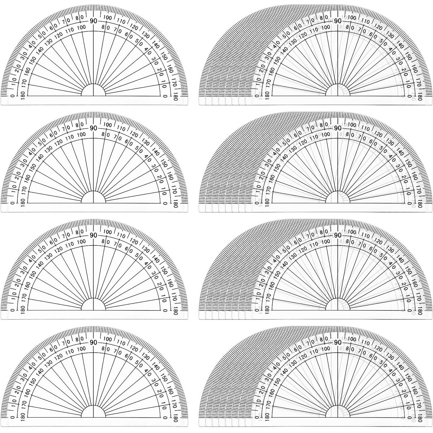 Zonon 100 Pcs 4 Inch Clear Plastic Protractor Bulk Math Protractors Set 180 Degrees Geometry Drafting Tools for Classroom Industry Office Back to School Supplies
