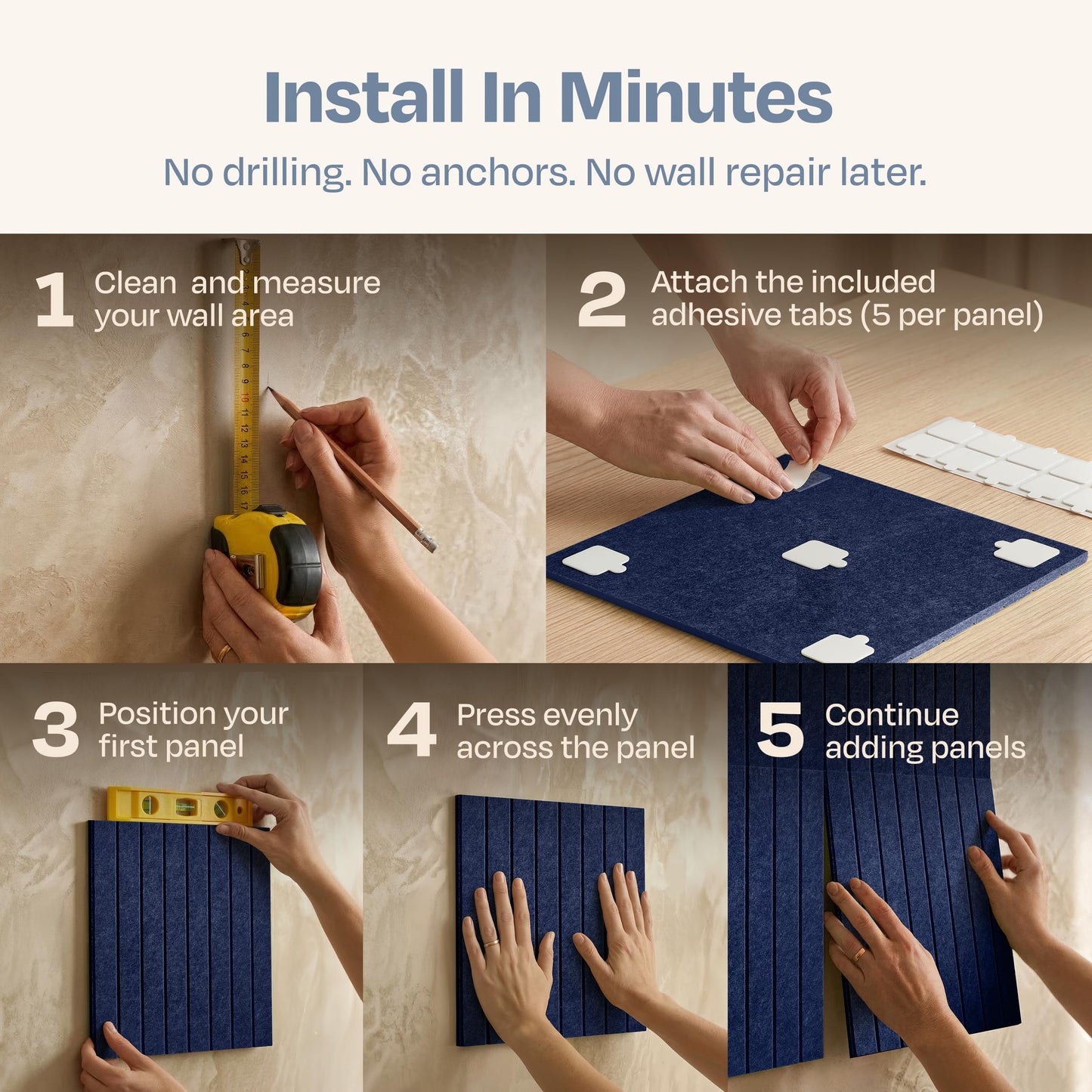 Ekkogo X-Large Cork Board Alternative 12-Pack Felt Bulletin Board Thick and Decorative Pin Board for Home Office Walls 47.24 x 35.43 Inches with 72 Adhesive Tabs - [Denim Blue]