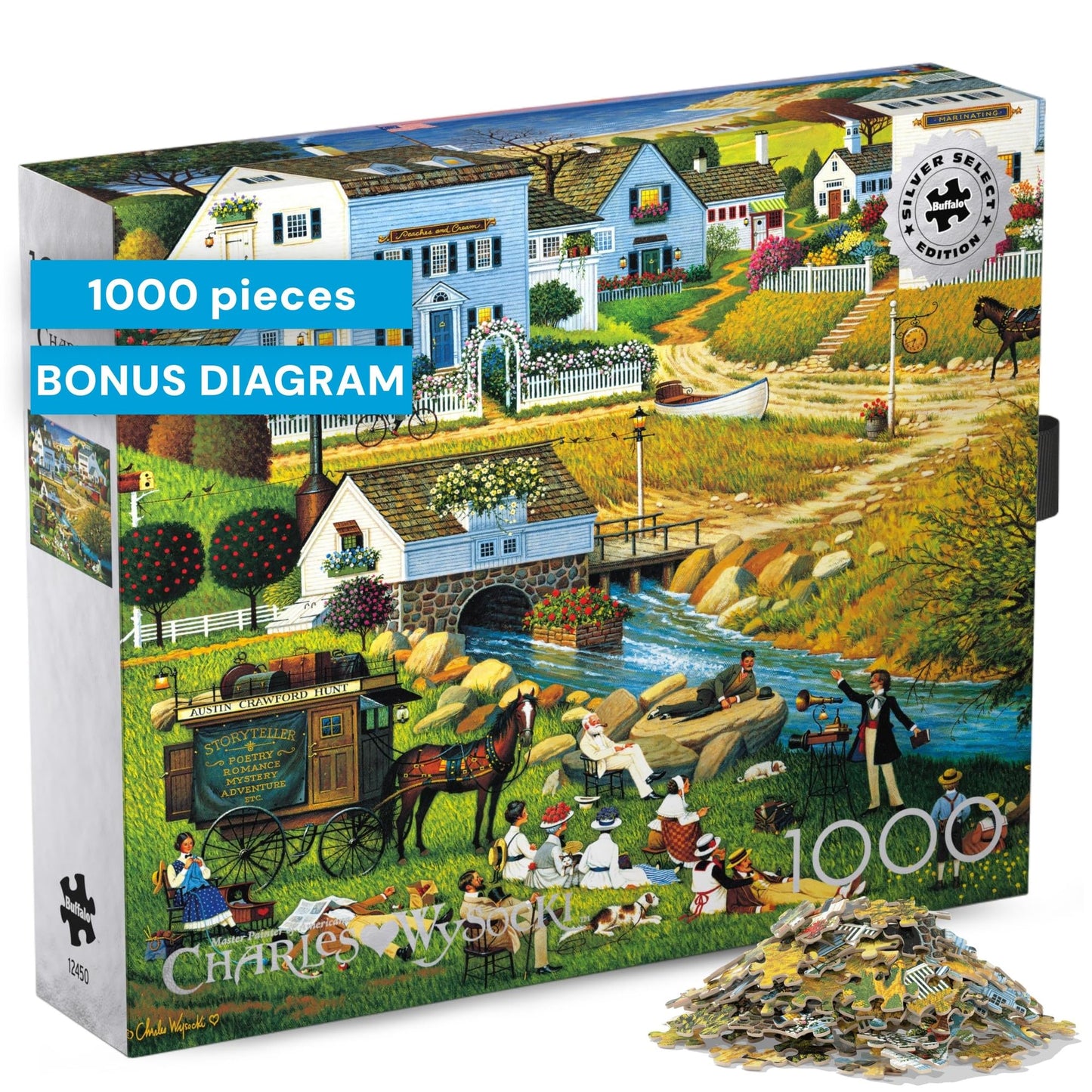 Buffalo Games - 1000 Piece Jigsaw Puzzle Charles Wysocki Hound of The Baskervilles, Made in USA, Premium Recycled Board, Reference Diagram