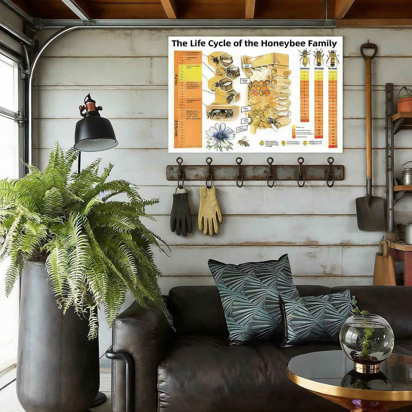 Honeybee Life Cycle Educational Poster Bee Family Development Chart for Classroom, Homeschool & Beekeeping Enthusiasts Canvas Print 24x16inch(60x40cm) Frame-Style
