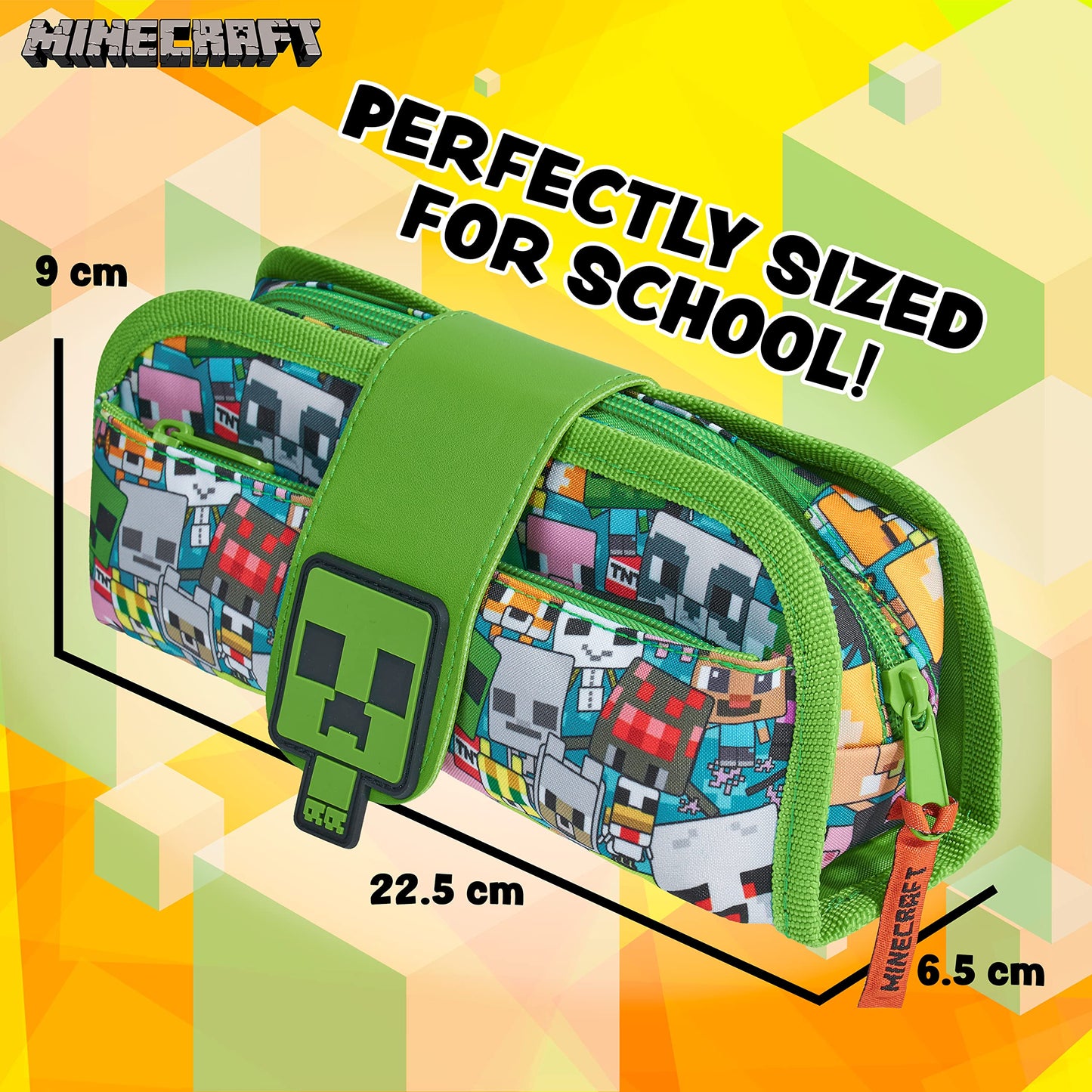 Minecraft Pencil Case for Boys and Girls, Kids Gamer School Supplies Multi Compartments with Detachable Zippered Pen Pouch 2 in 1