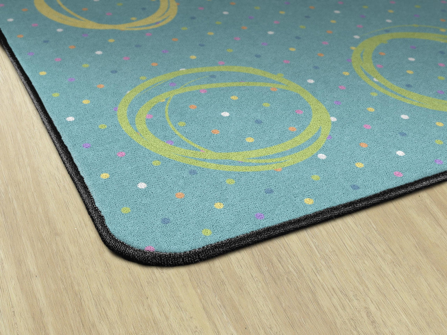 Flagship Carpets Circle Sampler Abstract Classroom Educational Area Rug for Kids and Teachers, Durable Quality for Schools, Preschool, Daycare, & Learning Centers, Seats 20, 7'6" x 12', Blue & Multi