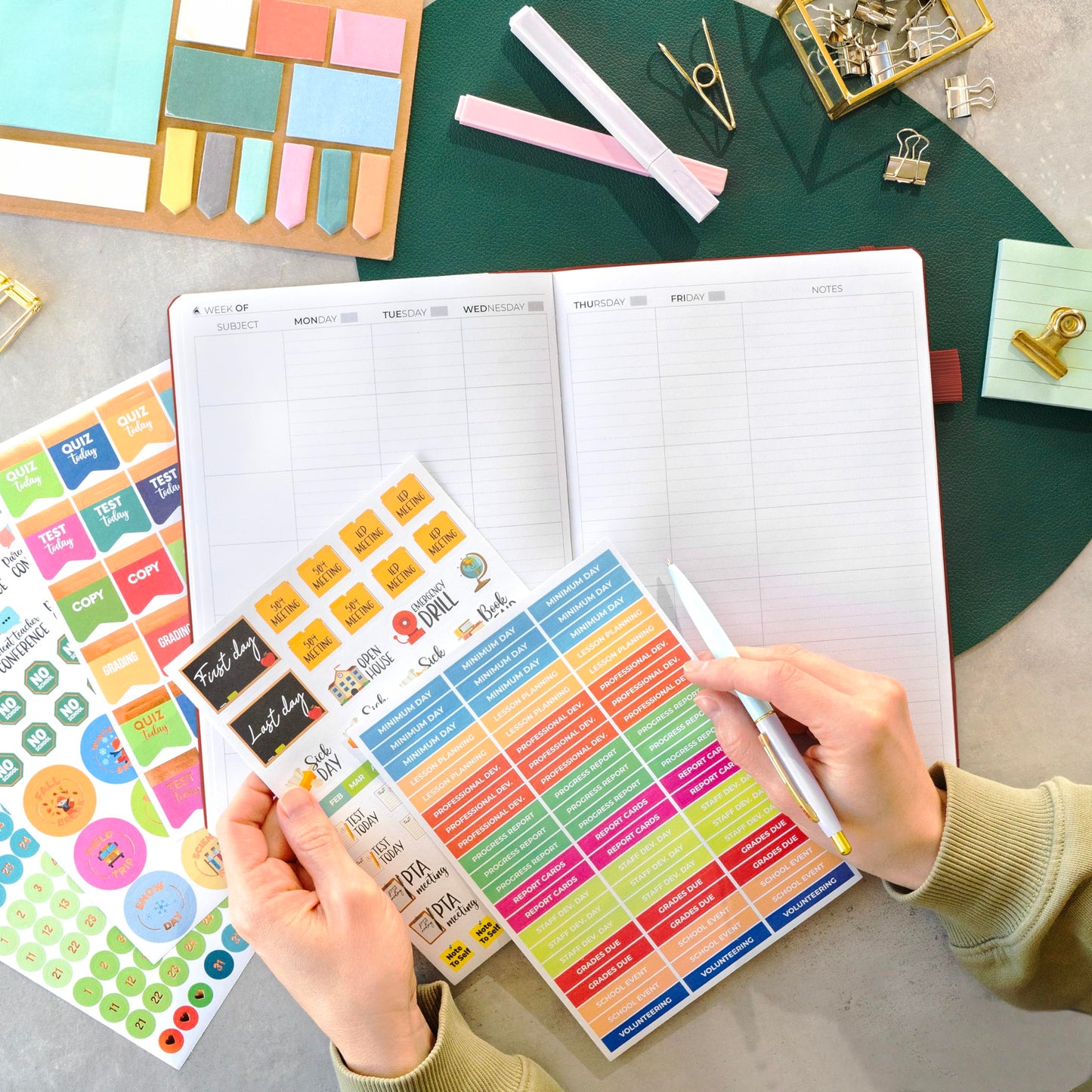 Clever Fox Teacher Planner – School Year Planner with Calendars & Lesson Plans – Teacher Plan Book for Classroom & Homeschool Organization - Undated, 7x10″, Hardcover (Wine Red)