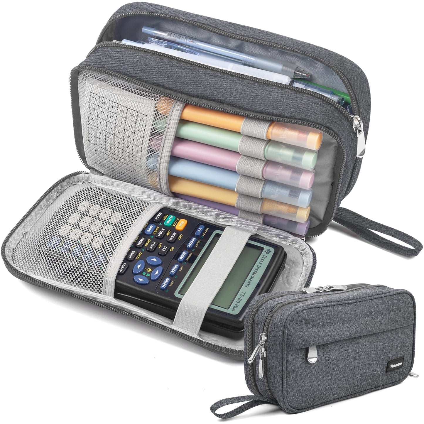 Pencil Case Big Capacity Pen Pouch Large Storage Holder Marker Pen Bag Durable 3 Compartment School Office Desk Organizer Portable Cute Zipper Stationery for Kids Teen Student Boys Girls Adults