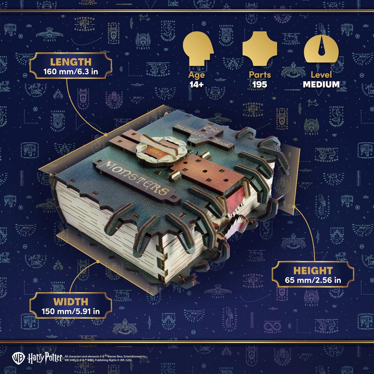 UGEARS Harry Potter The Monster Book of Monsters - 3D Wooden Puzzle for Adults, Mechanical Wooden Model Kit, DIY Building Craft Kit, Brain Teaser Puzzle, Collectible Book Design, Hobby Gift for Adults