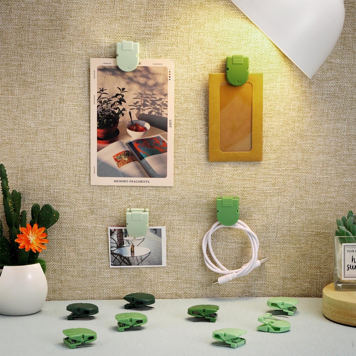 Feifeiya 25 Pcs Cubicle Clips Fabric Panel Cubicle Accessories Fabric Partition Panel Wall Clip Office Photos Wall for Notes Memos Standard Size, 40-Sheet Capacity (Sage Green)