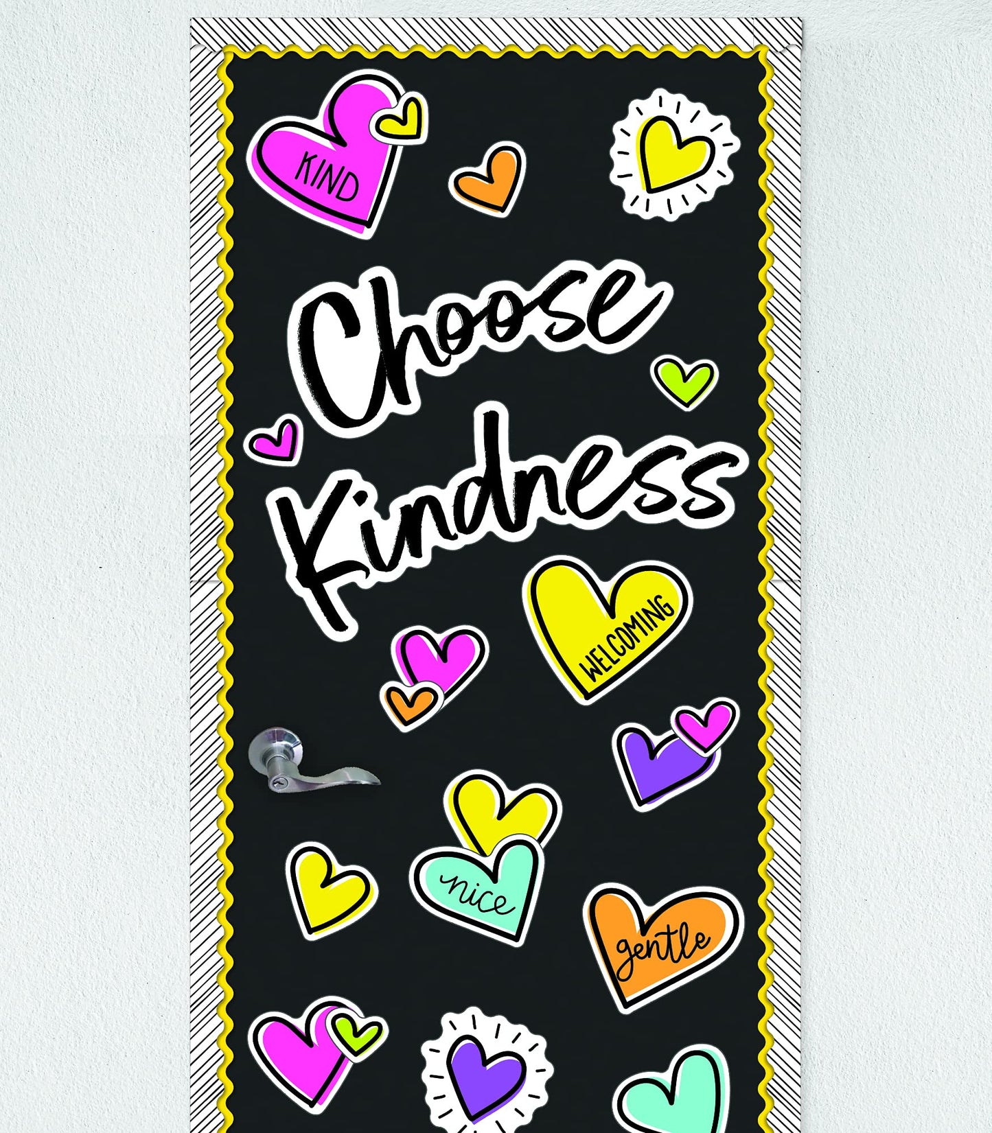 Carson Dellosa Kind Vibes 75 pc Bundle Motivational Bulletin Board Set, Poster, Rainbow, and Heart Cutouts with Positive Affirmations, Classroom Decor