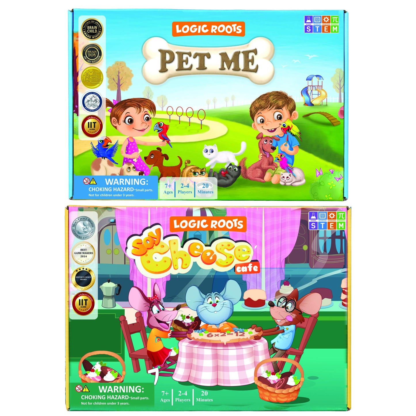Logic Roots Multiplication and Division Game - Fun Math Board Game, Easy Start STEM Toy, Educational Gift for Kids (Girls & Boys), Homeschoolers, Grade 1 and Up (Pet Me + Say Cheese)