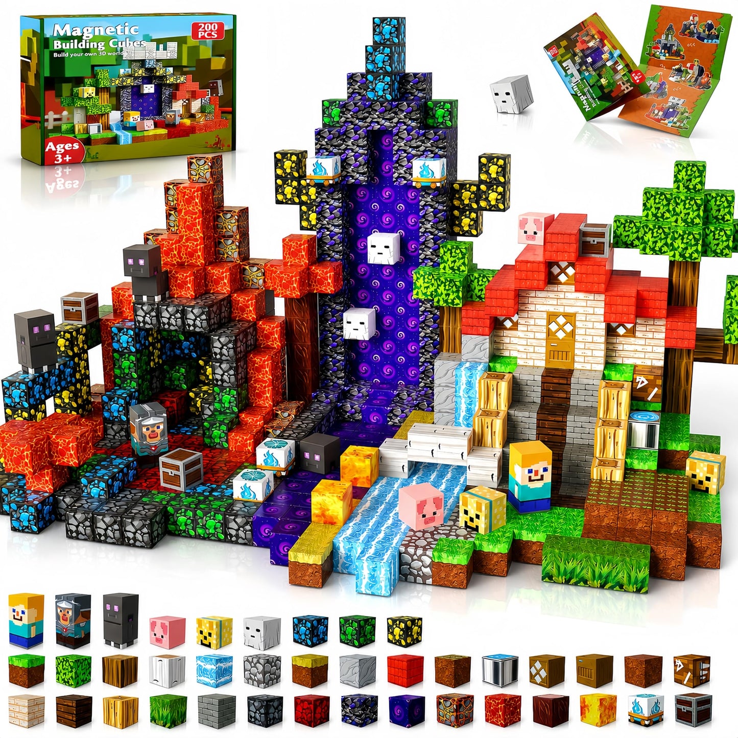 200PCS Magnetic Blocks - Magnetic Building Blocks Cubes for Kids Ages 4 5 6 7 8, Magnet Toys, STEM Learning Sensory Toys, Stacking Magnets, Birthday Gifts for Boys & Girls Ages 3+