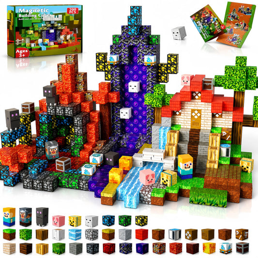 200PCS Magnetic Blocks - Magnetic Building Blocks Cubes for Kids Ages 4 5 6 7 8, Magnet Toys, STEM Learning Sensory Toys, Stacking Magnets, Birthday Gifts for Boys & Girls Ages 3+