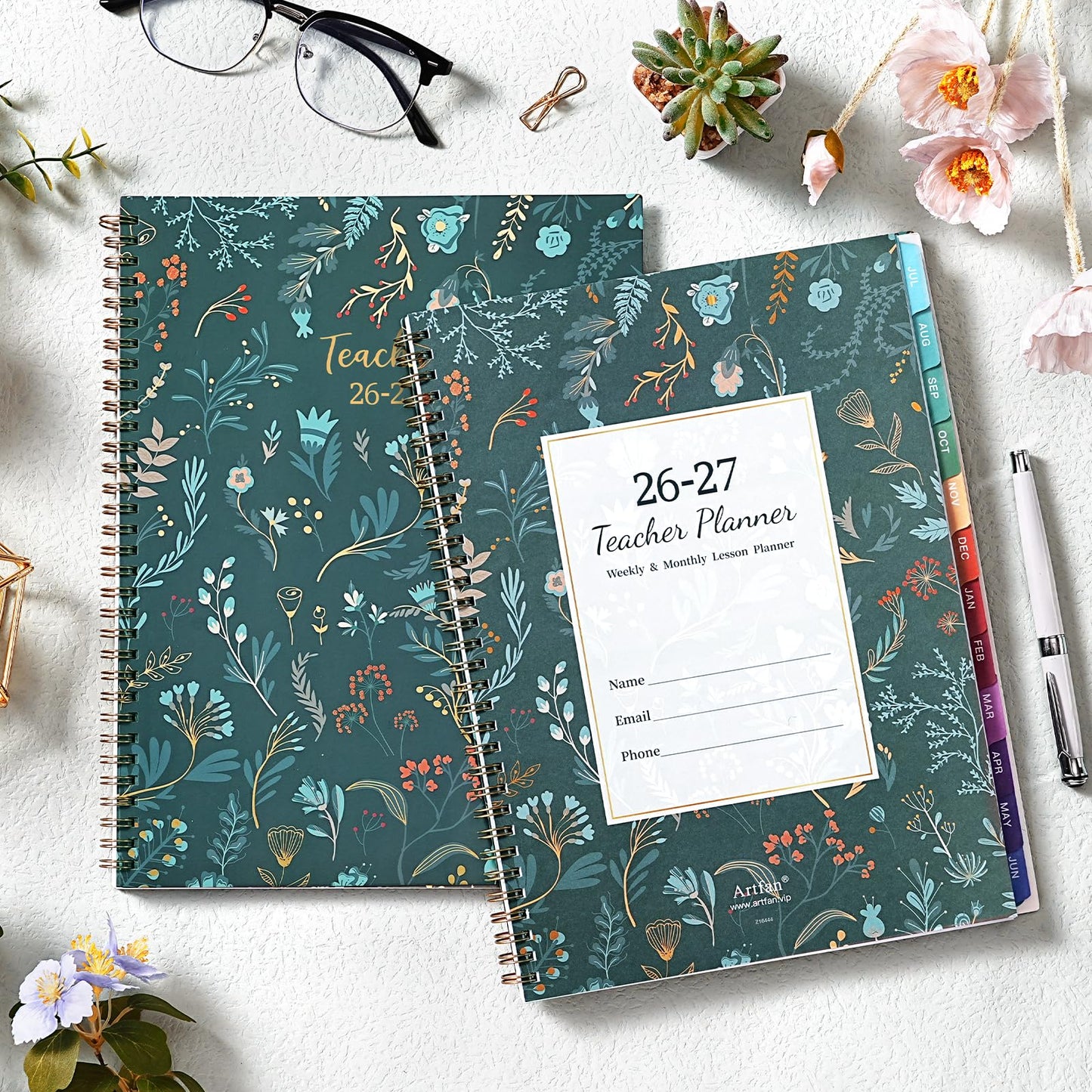 Teacher Planner 2026-2027- Teacher Planner, Teacher Lesson Planner from July 2026 to June 2027, 9" x 11", Spiral Bound,Lesson Plan Book with Colourful Monthly Tabs, Inner Pocket