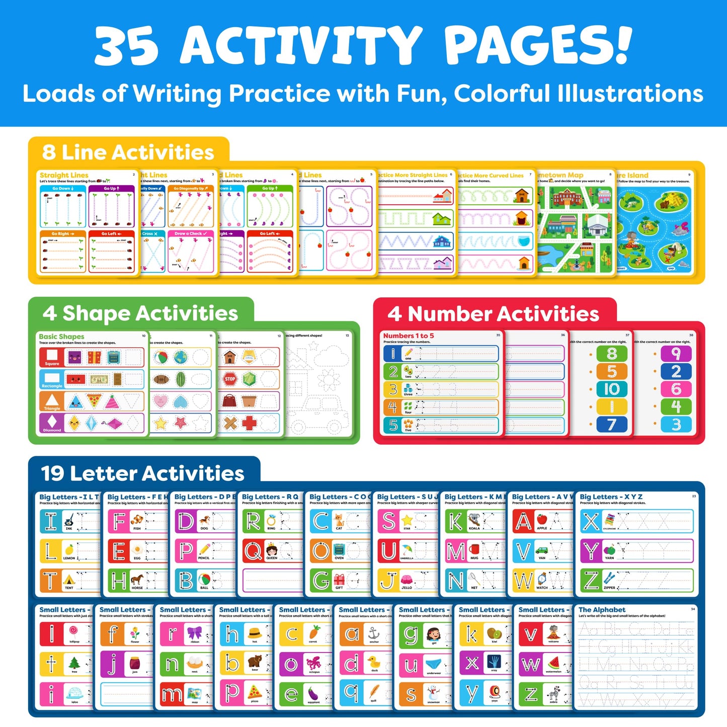 Preschool Learning Activities - Letter Tracing Books for Kids Ages 3-5 - Toddler Handwriting Practice - Learning Books for 4 Year Olds, Educational Learning Toys for 3 Year Old - 4 Year Old Boy Toys