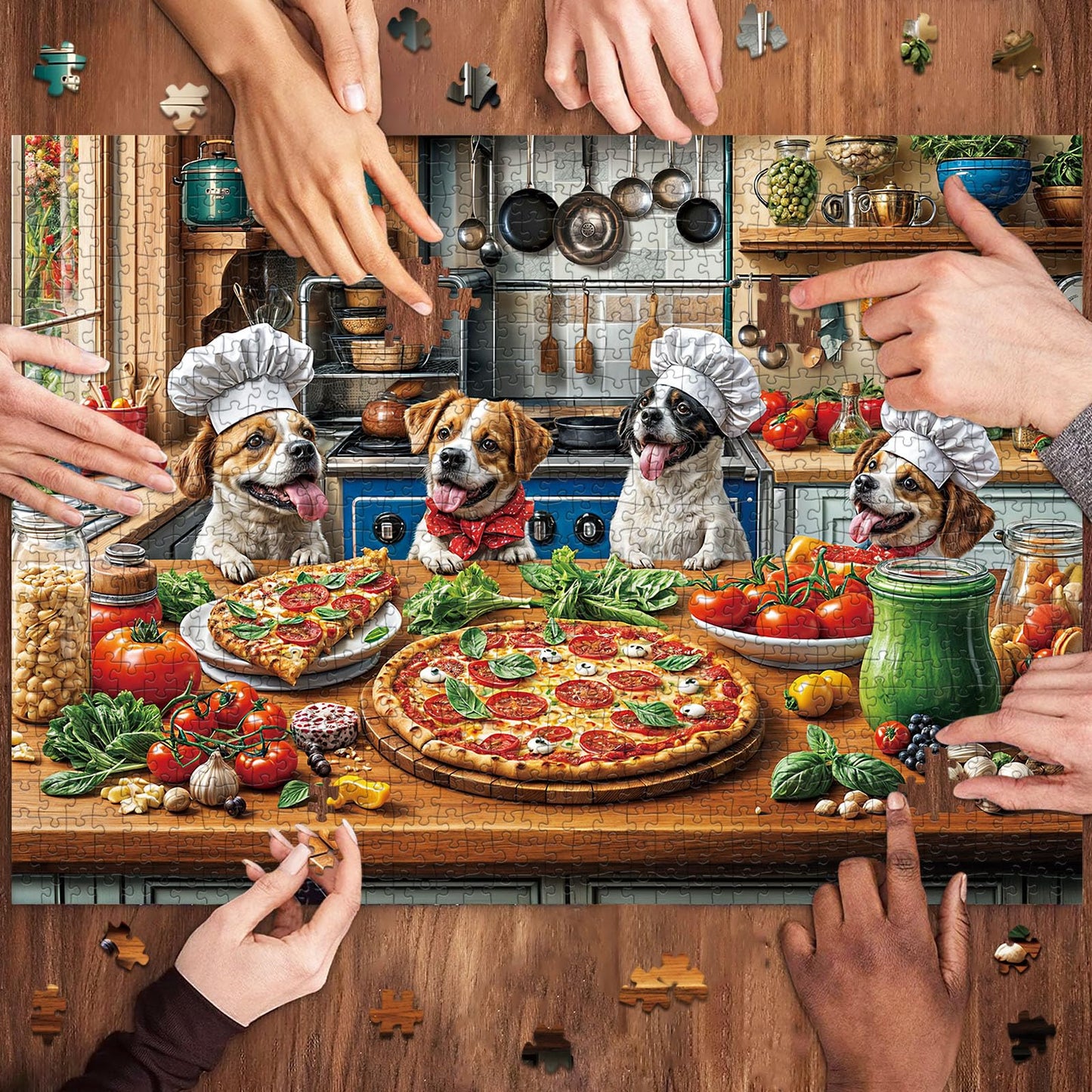TangMosaic Funny Dog Pizza Jigsaw Puzzle, 1000 Piece Puzzle for Adults, Food Kitchen Puzzles, Animal Pet Lover Challenging Puzzles, Interlock Perfectly No Dust, Gifts for Mother's Father's Day