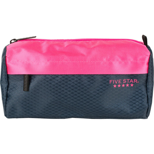 Five Star Pencil Pouch, Pen Case, 9-Pocket Zipper Pouch, Storage Organizer for School Supplies Earbuds Chargers Cables Makeup, Navy/Pink (505600B-ECM)