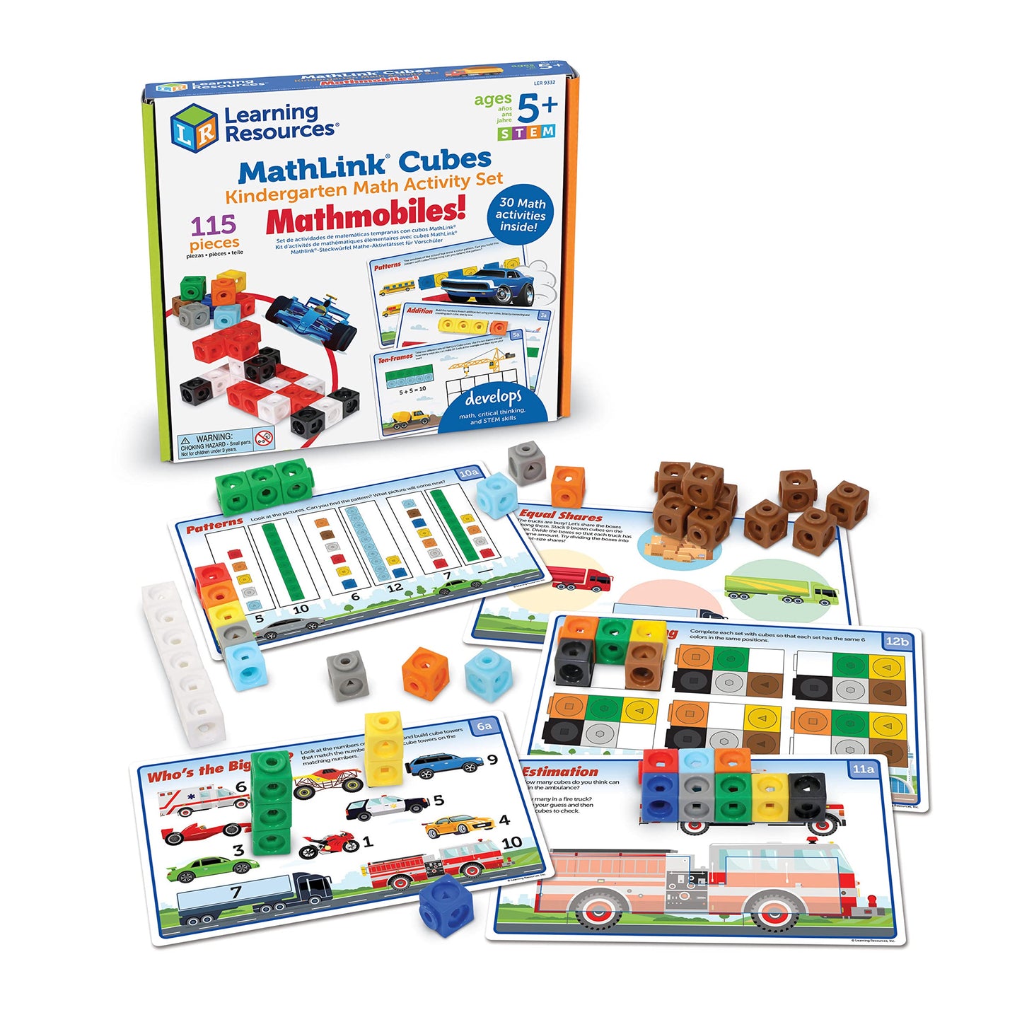 Learning Resources MathLink Cubes Kindergarten Math Activity Set: Mathmobiles 115 Pieces, Ages 5 and Up Kindergarten STEM Activities, Math Activity Set and Games for Kids
