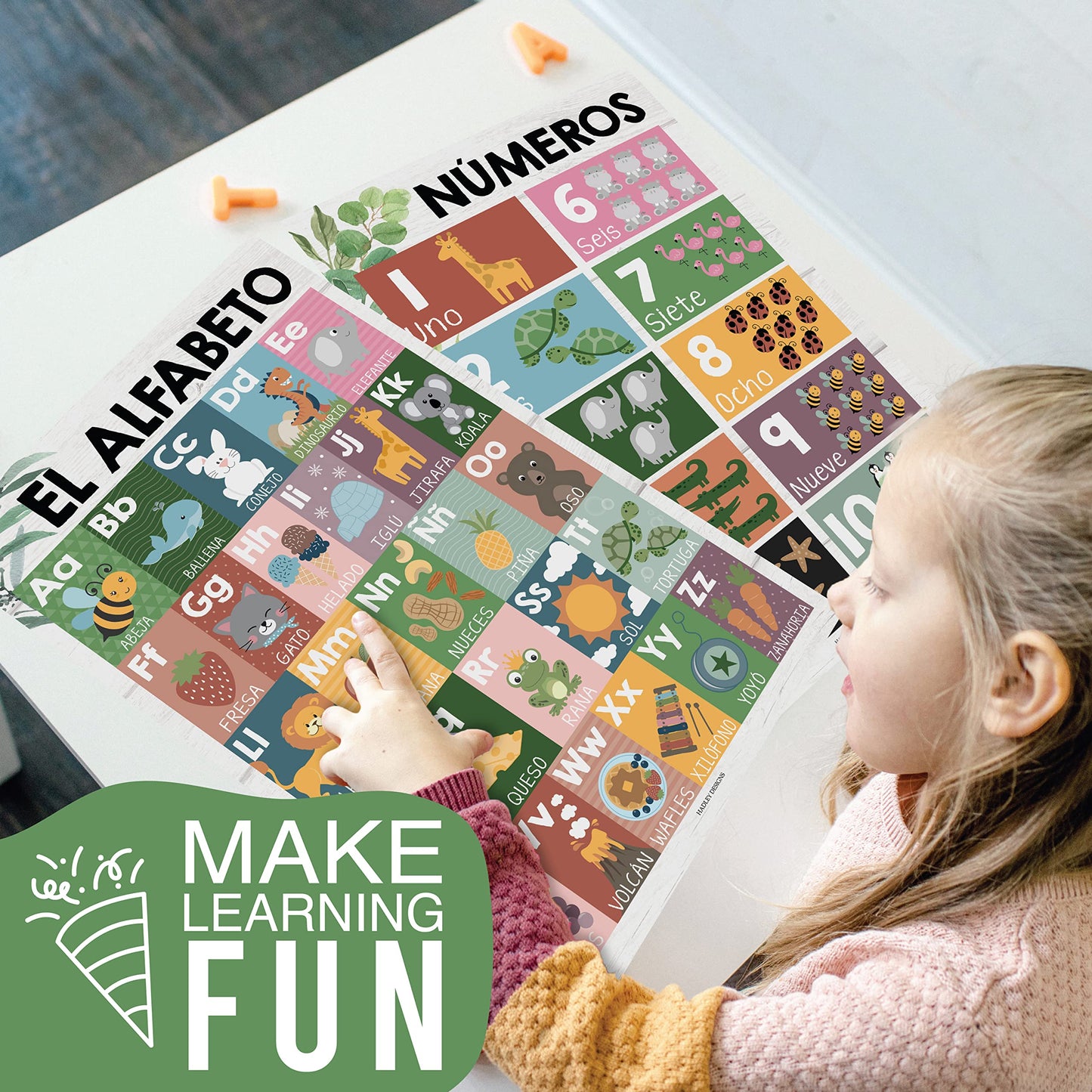 Hadley Designs Spanish Posters for Classroom - 12 Bilingual Educational Posters for Spanish Classroom Decorations Must Haves, Calendario y Alfabeto en Español Para la Pared, Farmhouse Teacher Supplies