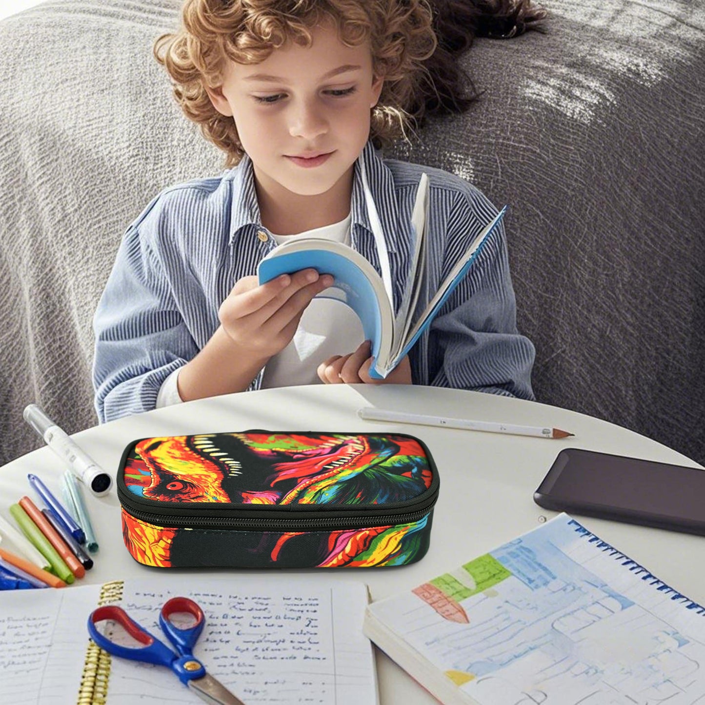 Droerfes Dinosaur Pencil Case Pencil Pouch Large Capacity Pen Bag School Office Organizer Stationery Storage Box For Girls Boys Teen Kids