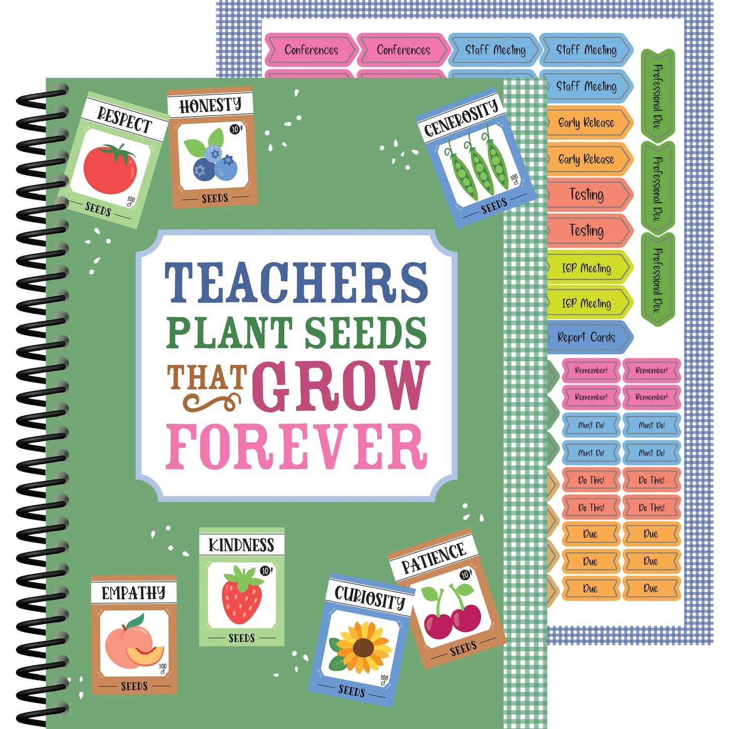 Carson Dellosa Education Teachers Plant Seeds That Grow Together 128-Page Teacher Planner, Undated 8"x11" Lesson Plan Farmers Market Themed Book With Stickers, Class Schedule, Weekly Calendar, Classroom Must Haves, Homeschool Essentials, School Supplies
