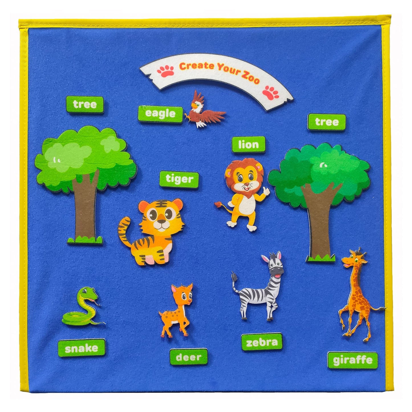 Topwon Felt Board, Folding Flannel Playboard Preschool Toddler Stories Boards, Animal Story Learning Double-Side Stand Flannel Board (Including Animal Felt)
